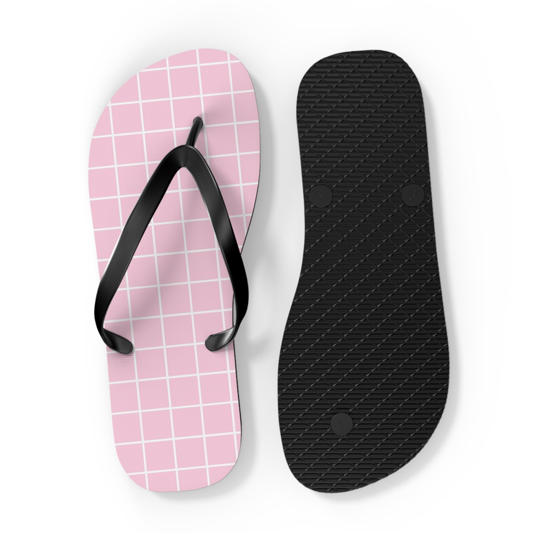 JAKKOUTTHEBXX Pink Grid Pattern Flip Flops 2025