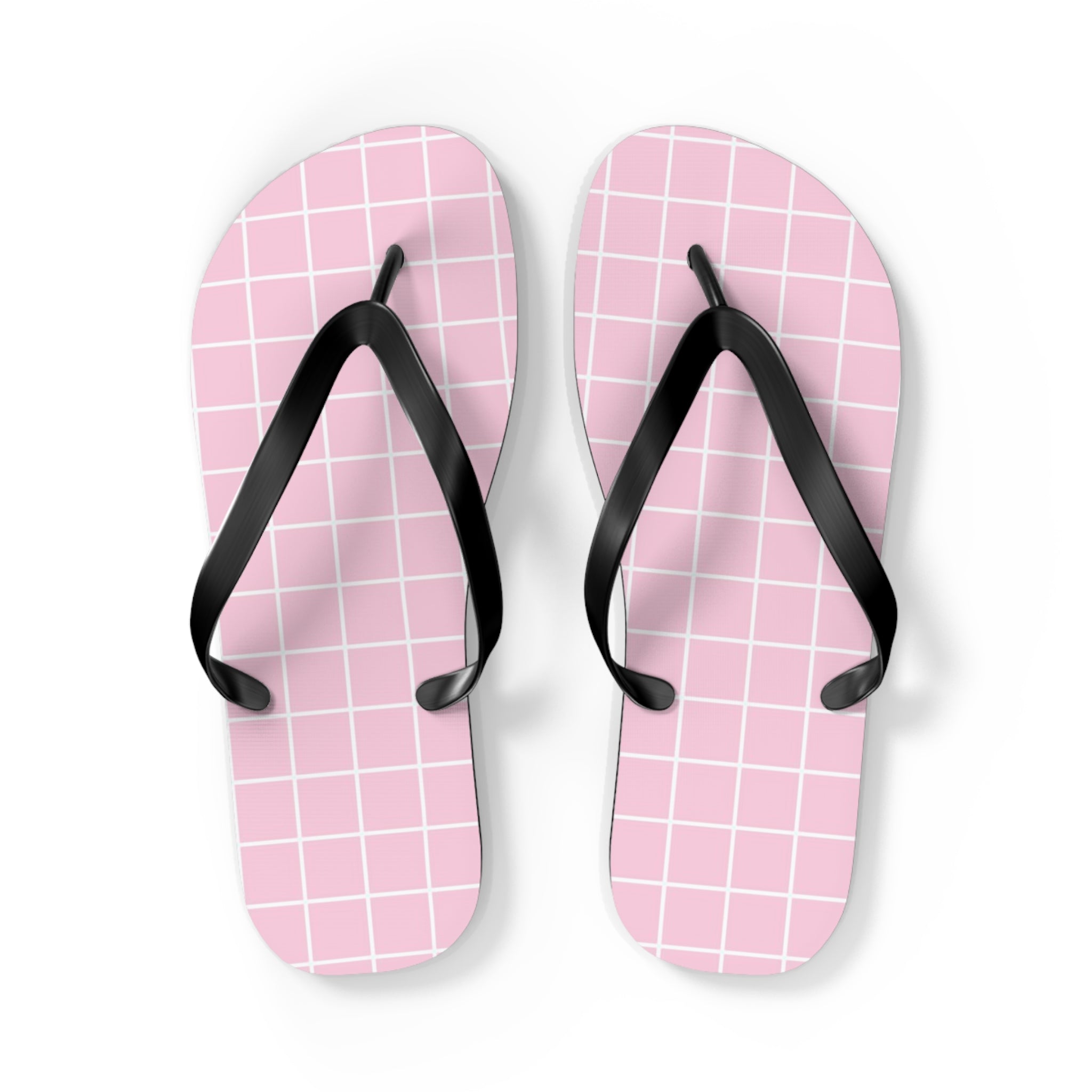 JAKKOUTTHEBXX Pink Grid Pattern Flip Flops 2025
