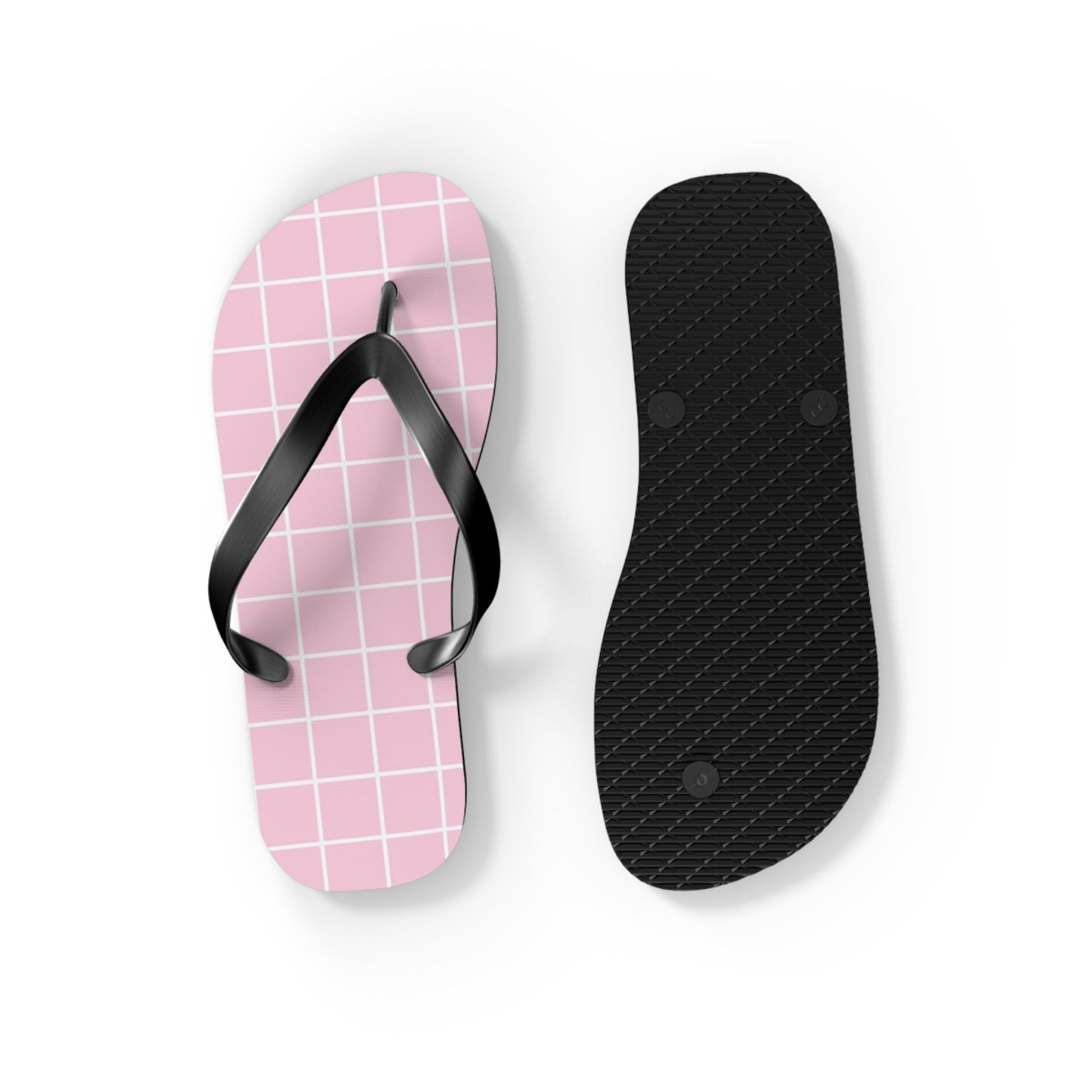 JAKKOUTTHEBXX Pink Grid Pattern Flip Flops 2025