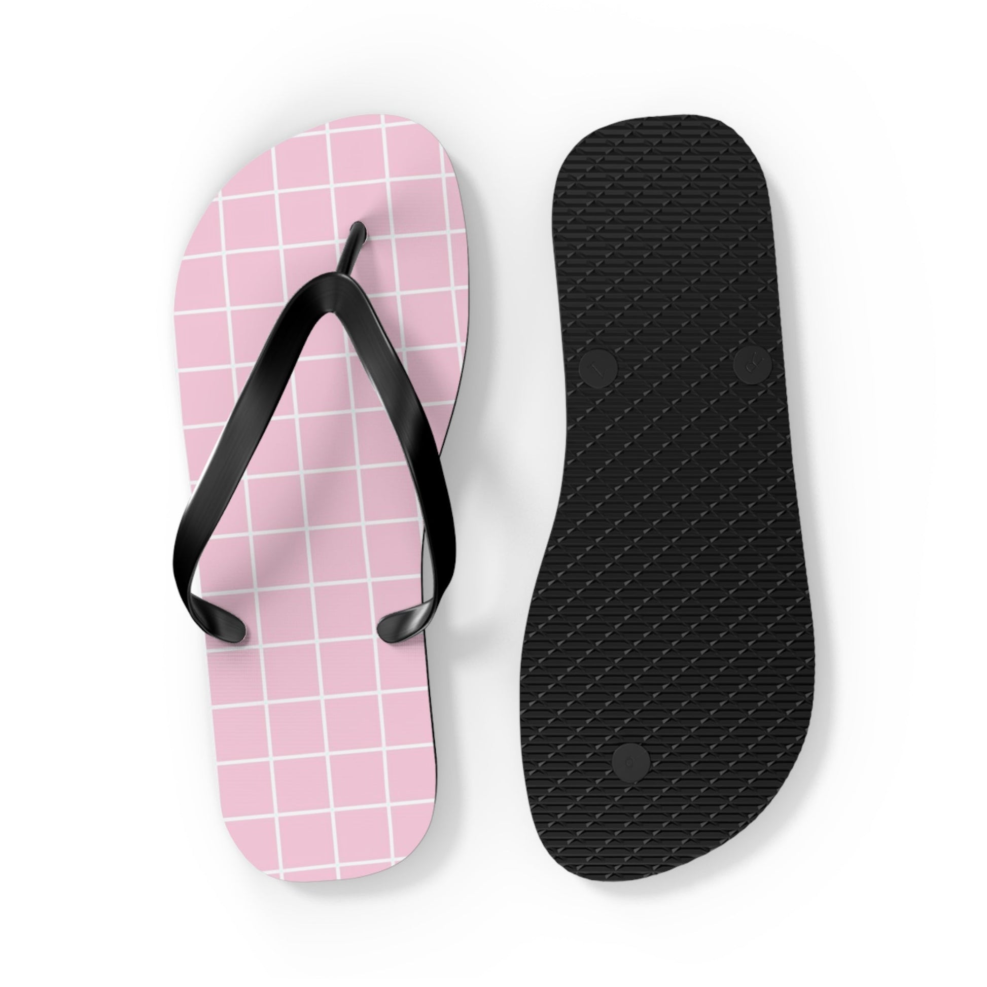 JAKKOUTTHEBXX Pink Grid Pattern Flip Flops 2025