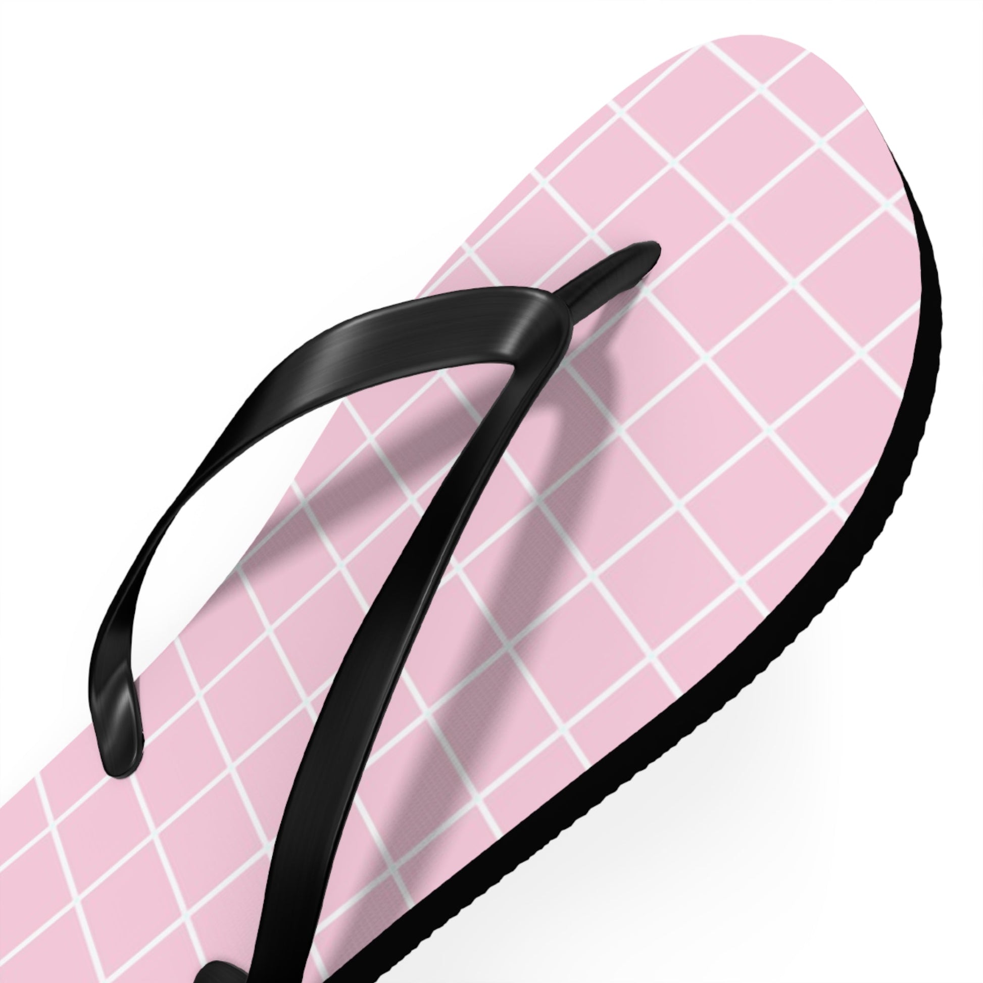 JAKKOUTTHEBXX Pink Grid Pattern Flip Flops 2025