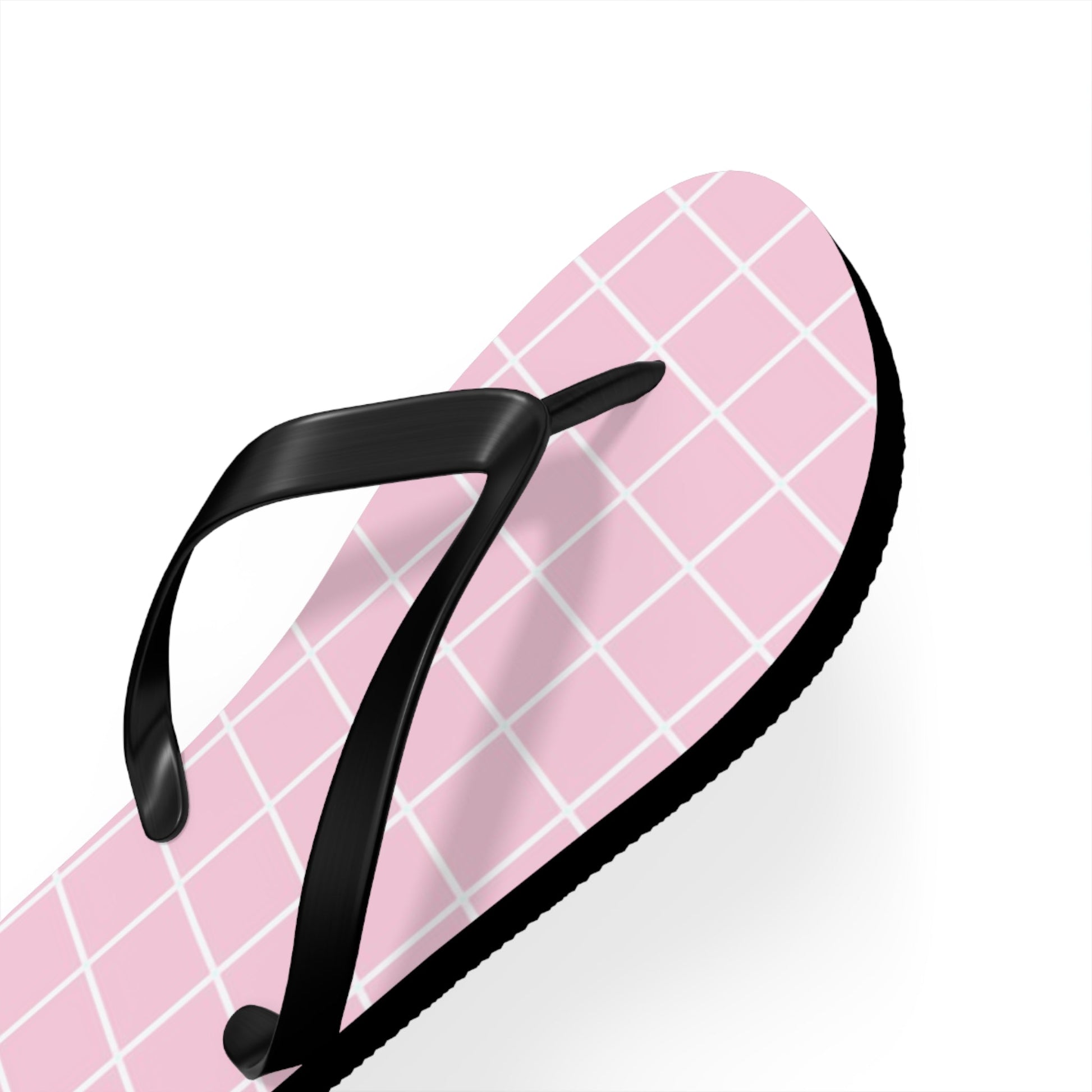 JAKKOUTTHEBXX Pink Grid Pattern Flip Flops 2025