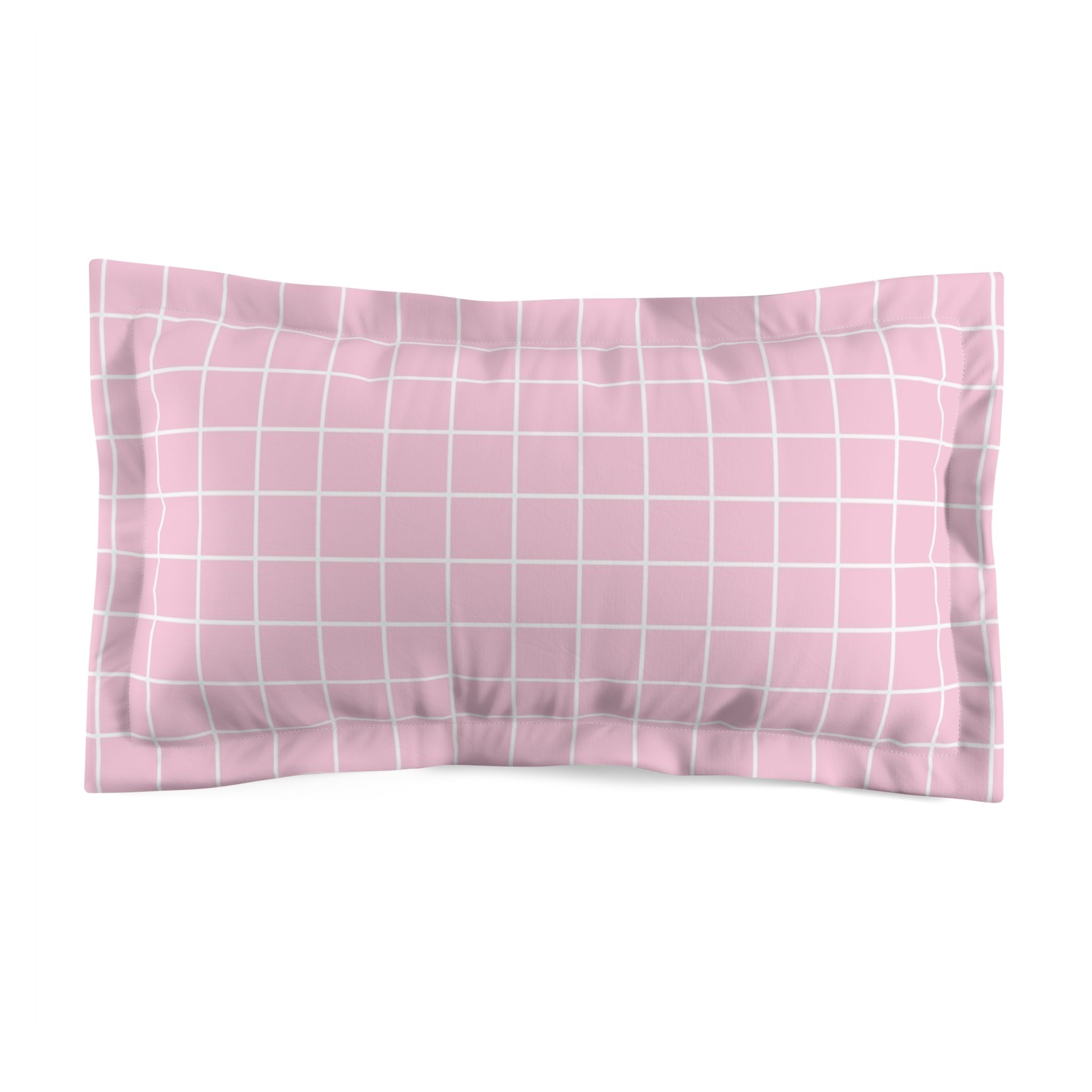 Pink Grid Pattern Pillow Sham, Artsulli - Art is Long, Life is Short, Home Decor, Size, King, , , , , 46598318365146972578