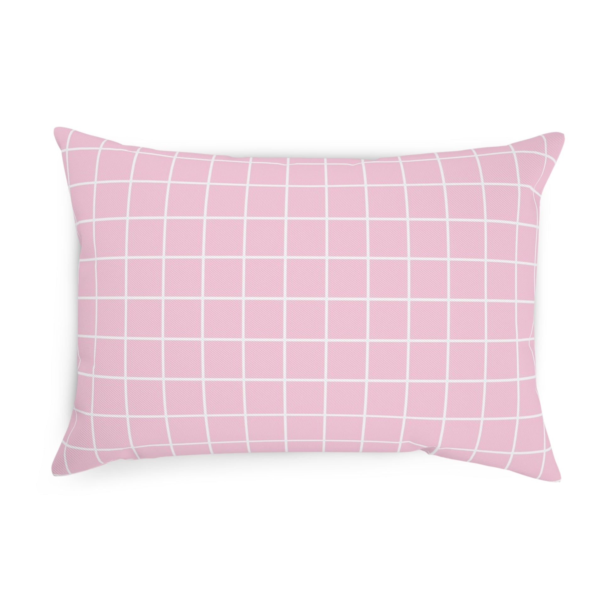 JAKKOUTTHEBXX Pink Grid Pattern Throw Pillow 2025