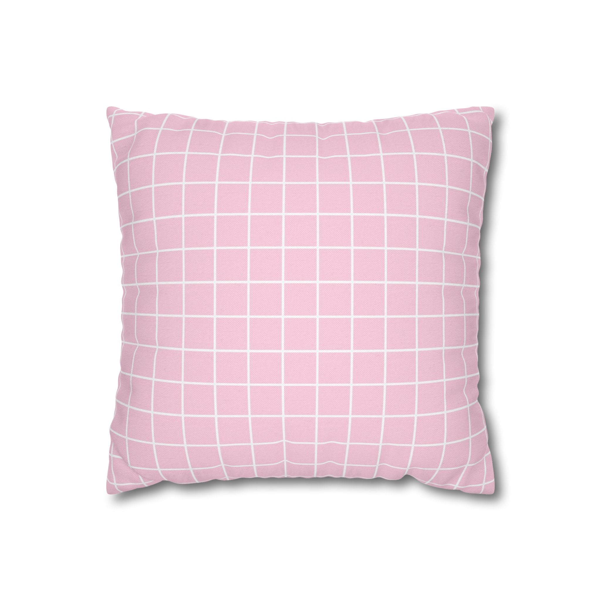 Pink Grid Pattern Throw Pillow, Artsulli - Art is Long, Life is Short, Home Decor, Size, 14" × 14", , , , , 32631237477255202795