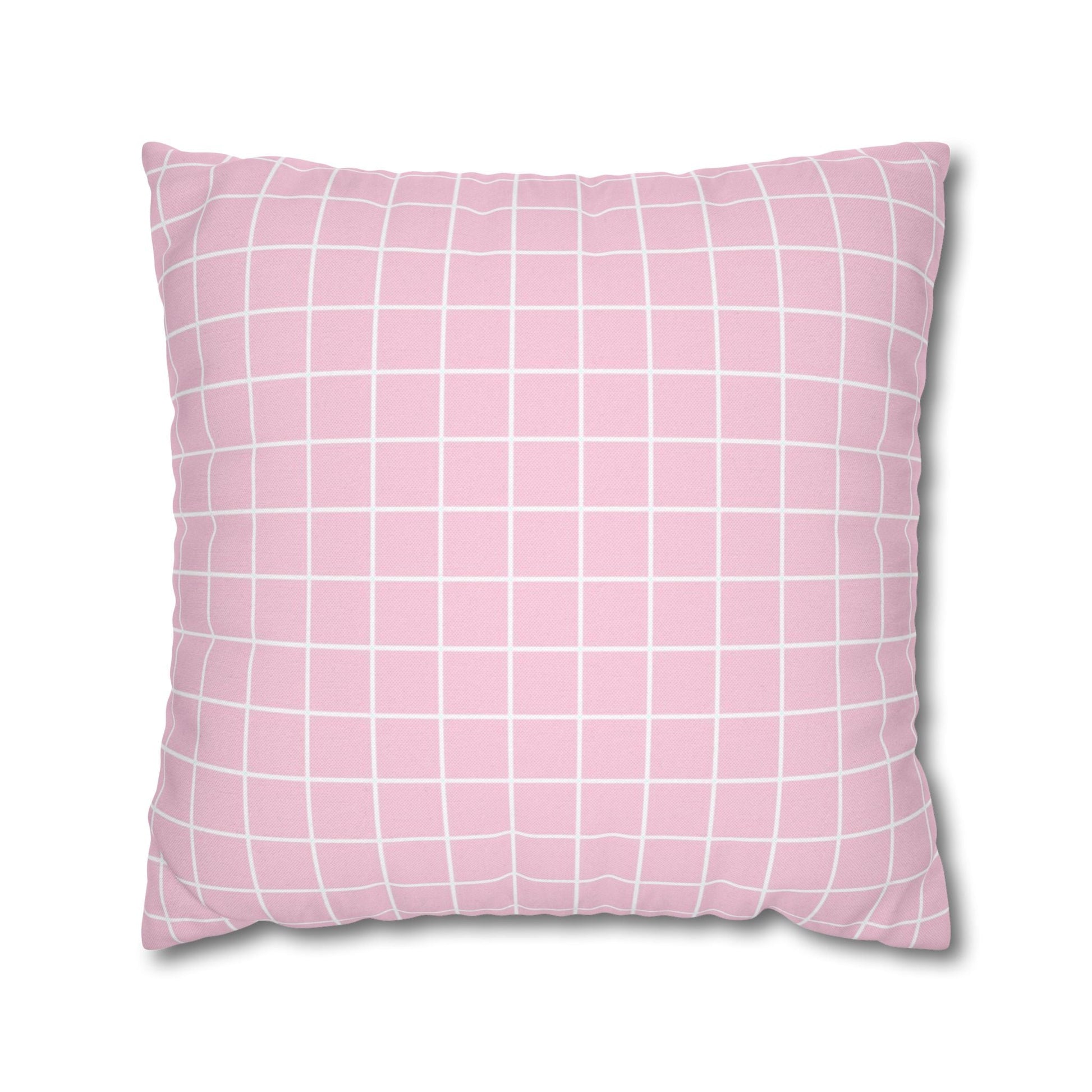 Pink Grid Pattern Throw Pillow, Artsulli - Art is Long, Life is Short, Home Decor, Size, 20" × 20", , , , , 19735092500367593739