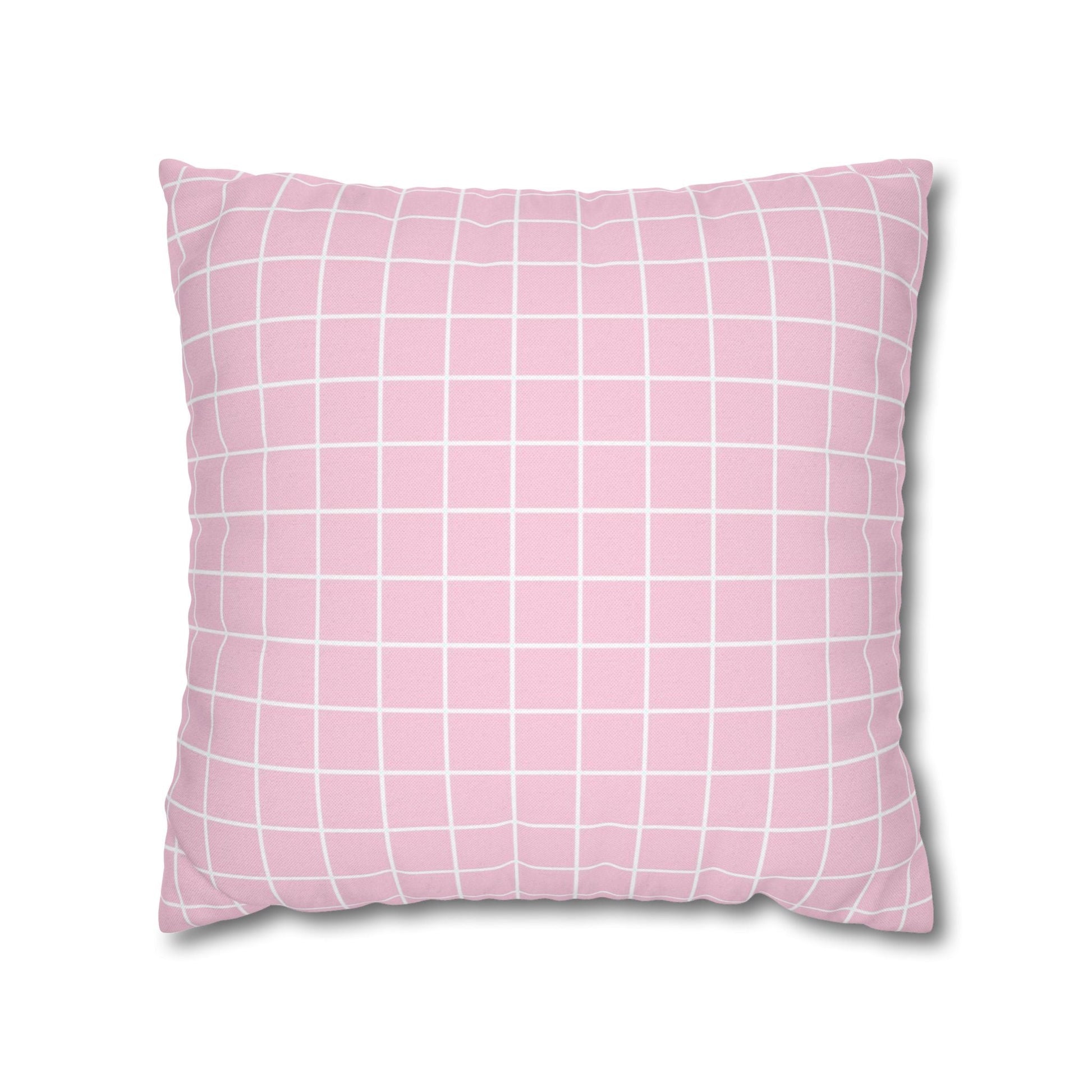 Pink Grid Pattern Throw Pillow, Artsulli - Art is Long, Life is Short, Home Decor, Size, 18" × 18", , , , , 31893037753552417788