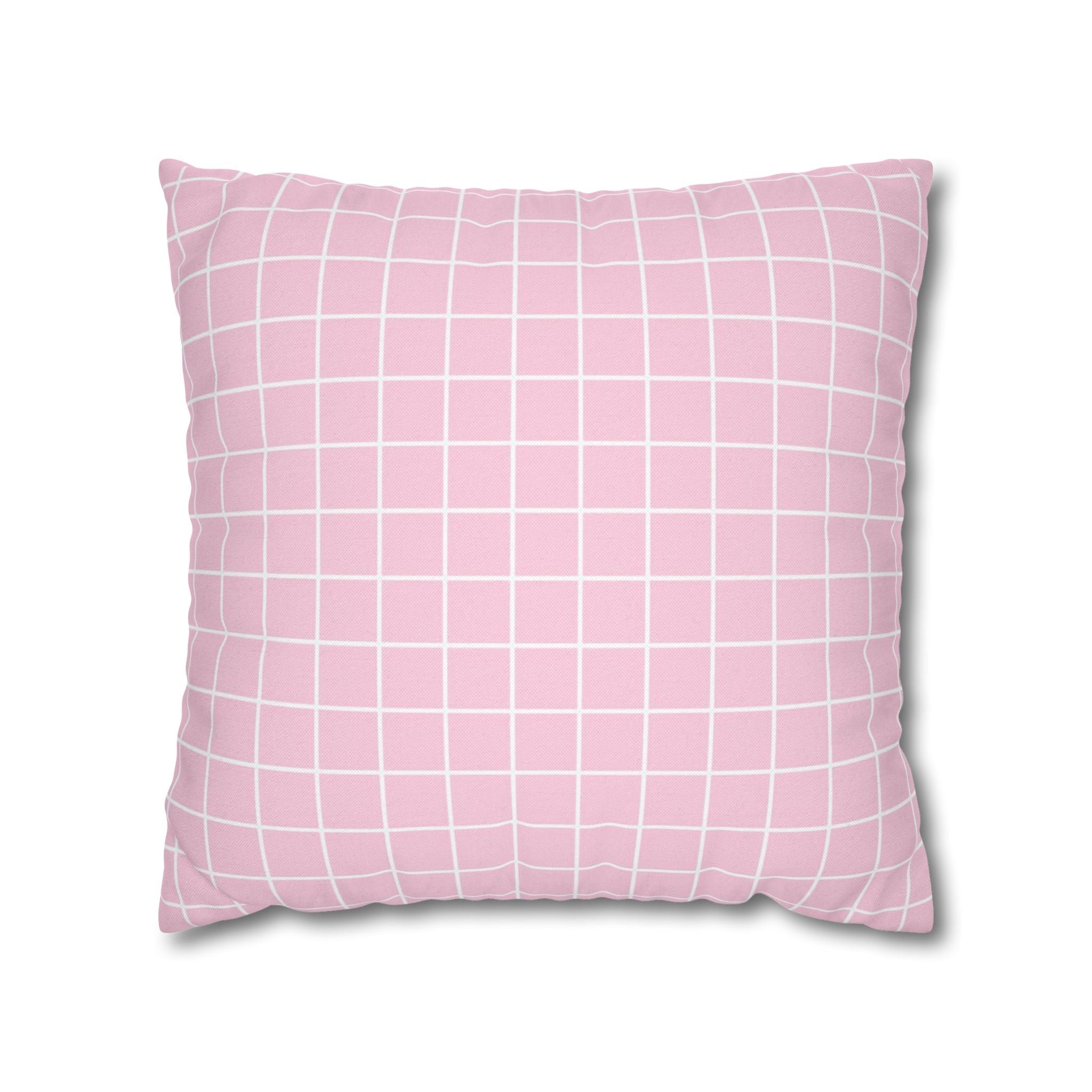 Pink Grid Pattern Throw Pillow, Artsulli - Art is Long, Life is Short, Home Decor, Size, 18" × 18", , , , , 31893037753552417788