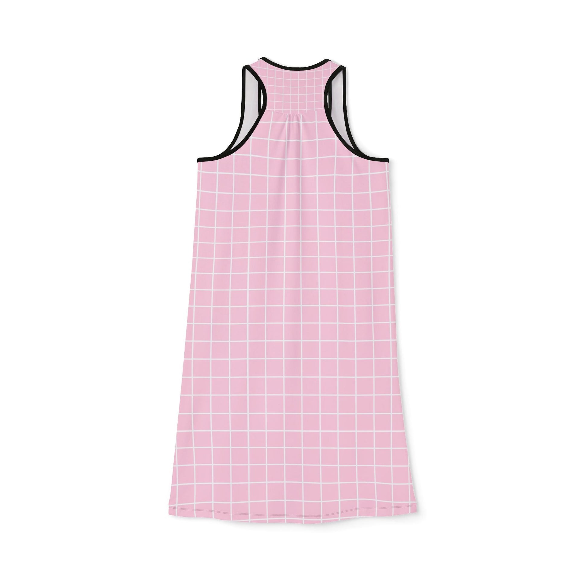Pink Grid Patterned Tank Dress, Artsulli - Art is Long, Life is Short, Tank Top, , , , , , , 