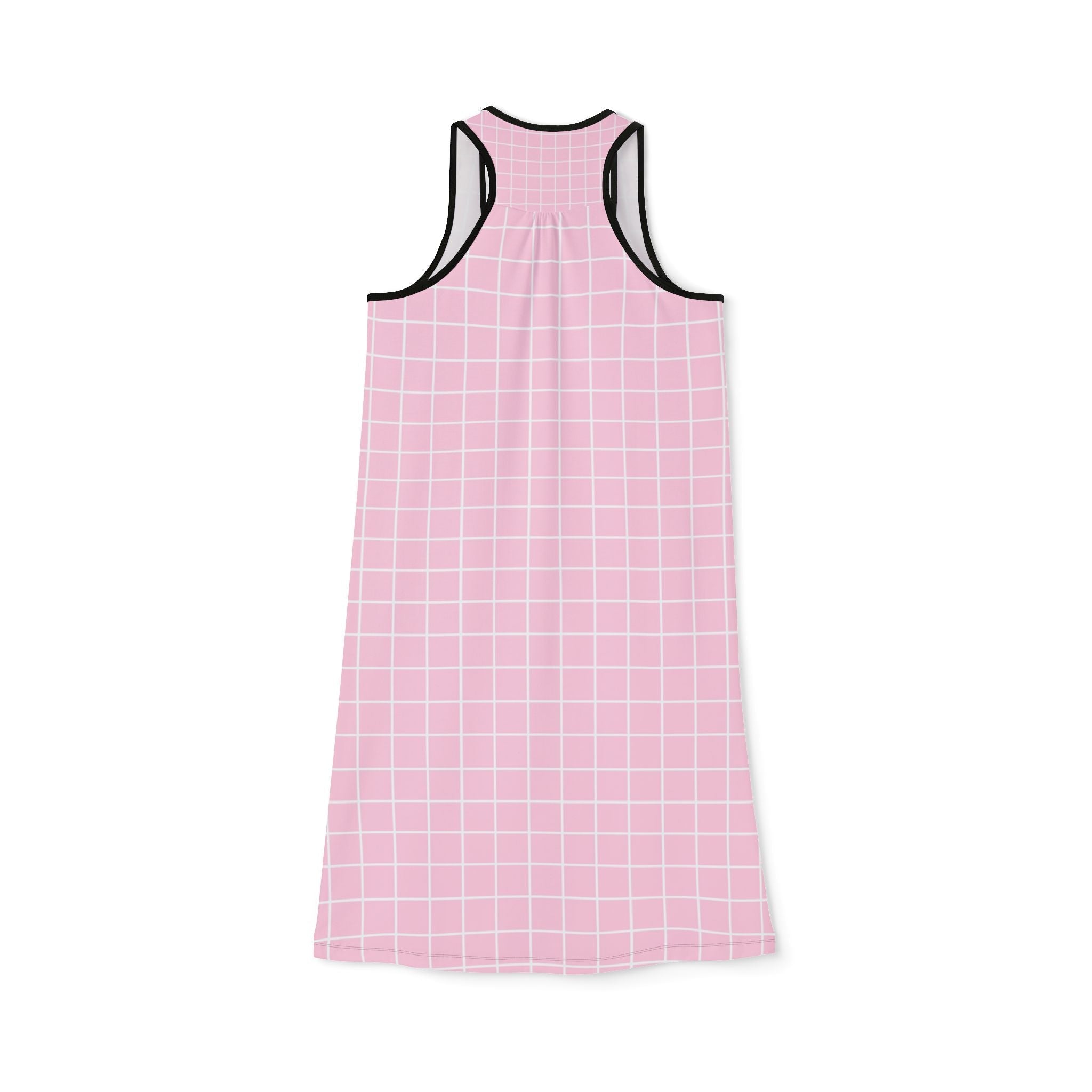Pink Grid Patterned Tank Dress, Artsulli - Art is Long, Life is Short, Tank Top, , , , , , , 