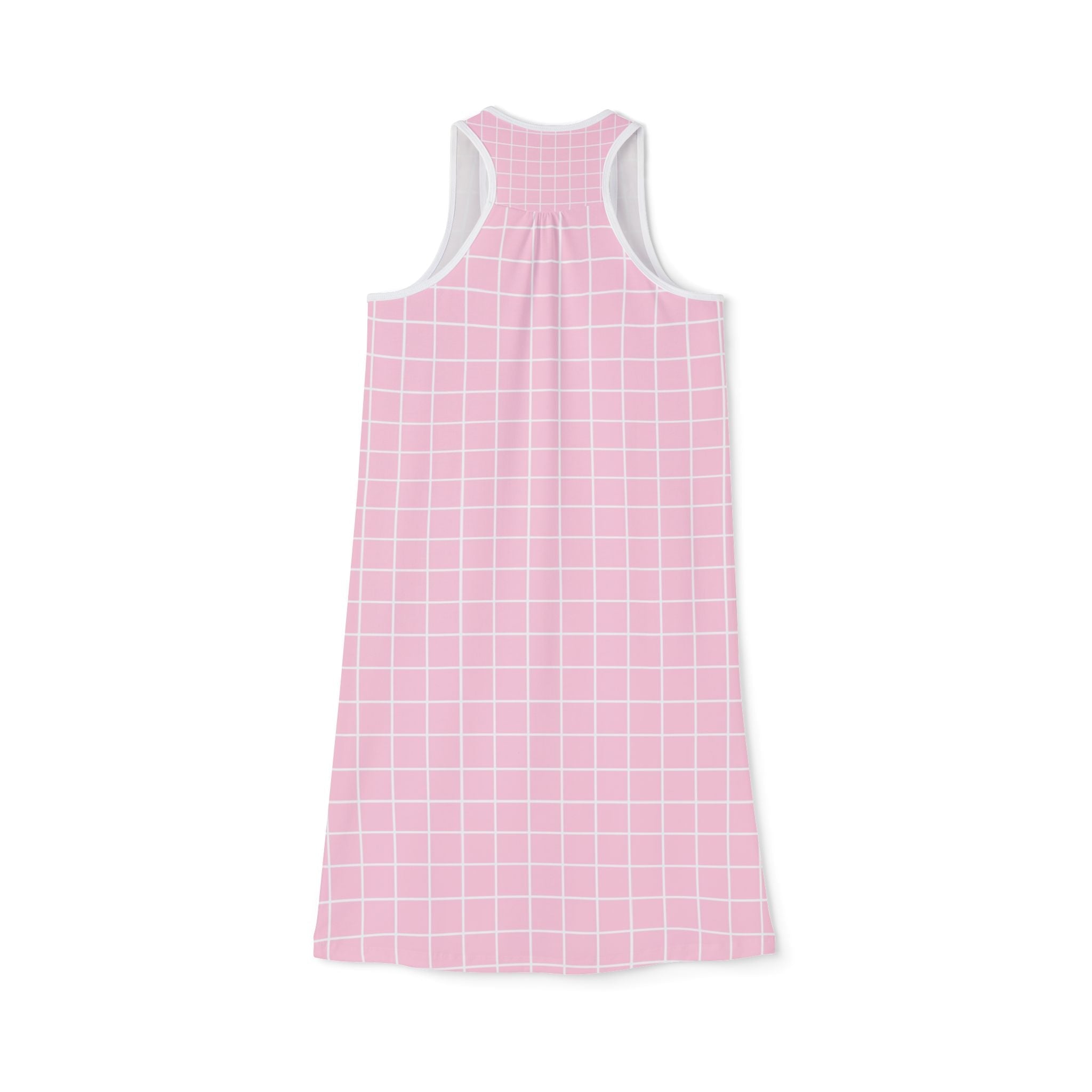 Pink Grid Patterned Tank Dress, Artsulli - Art is Long, Life is Short, Tank Top, , , , , , , 