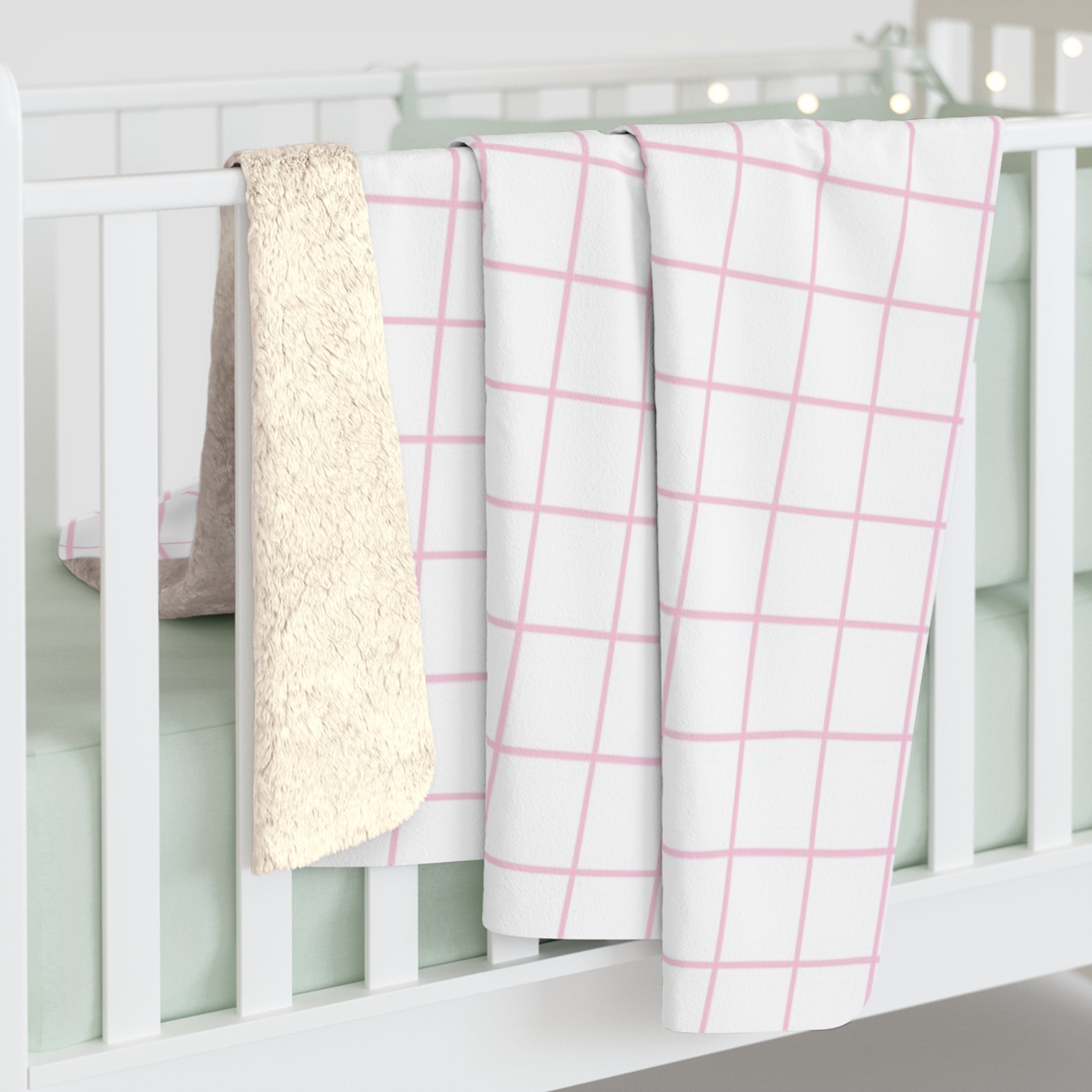 JAKKOUTTHEBXX Pink Grid Sherpa Fleece Blanket 2025