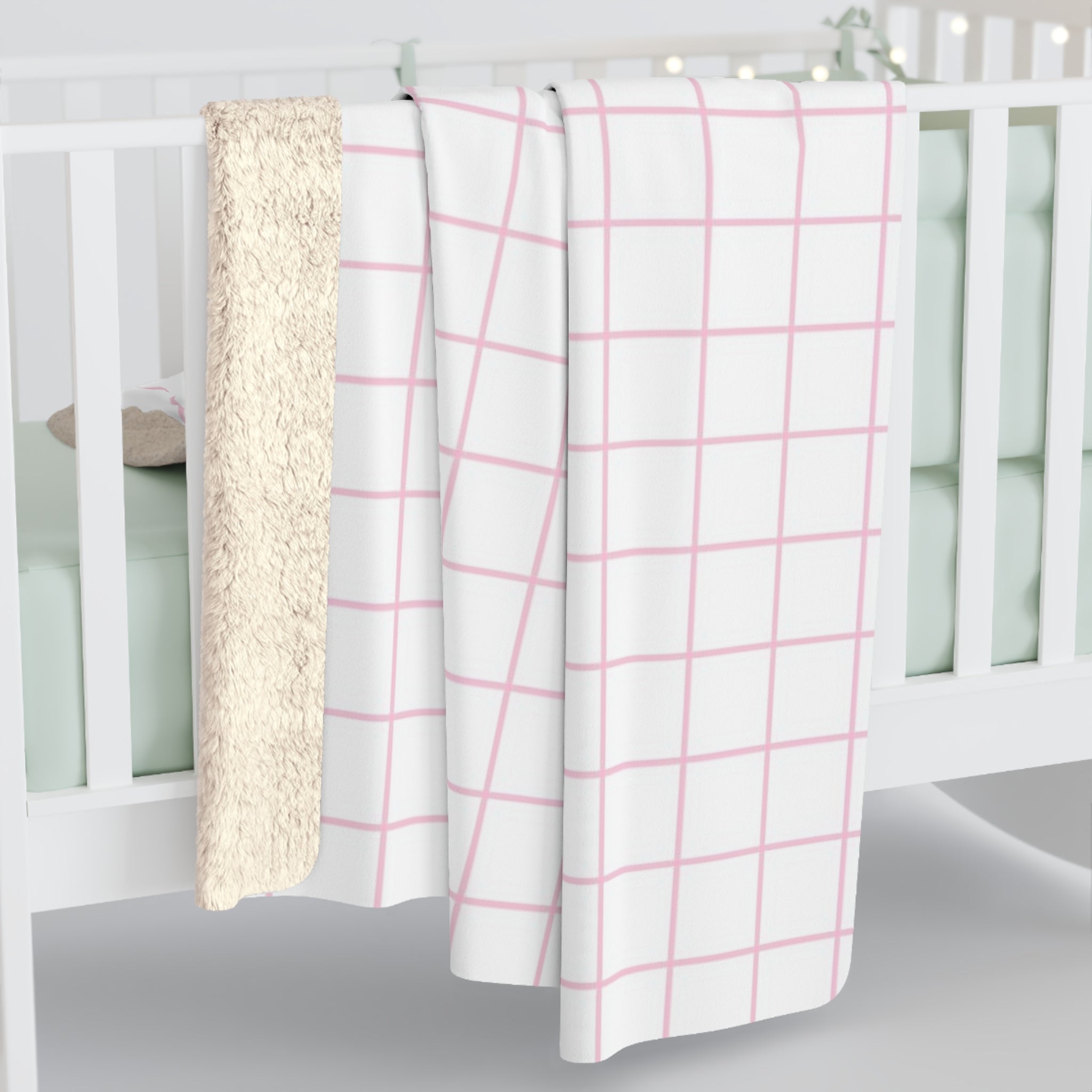 JAKKOUTTHEBXX Pink Grid Sherpa Fleece Blanket 2025