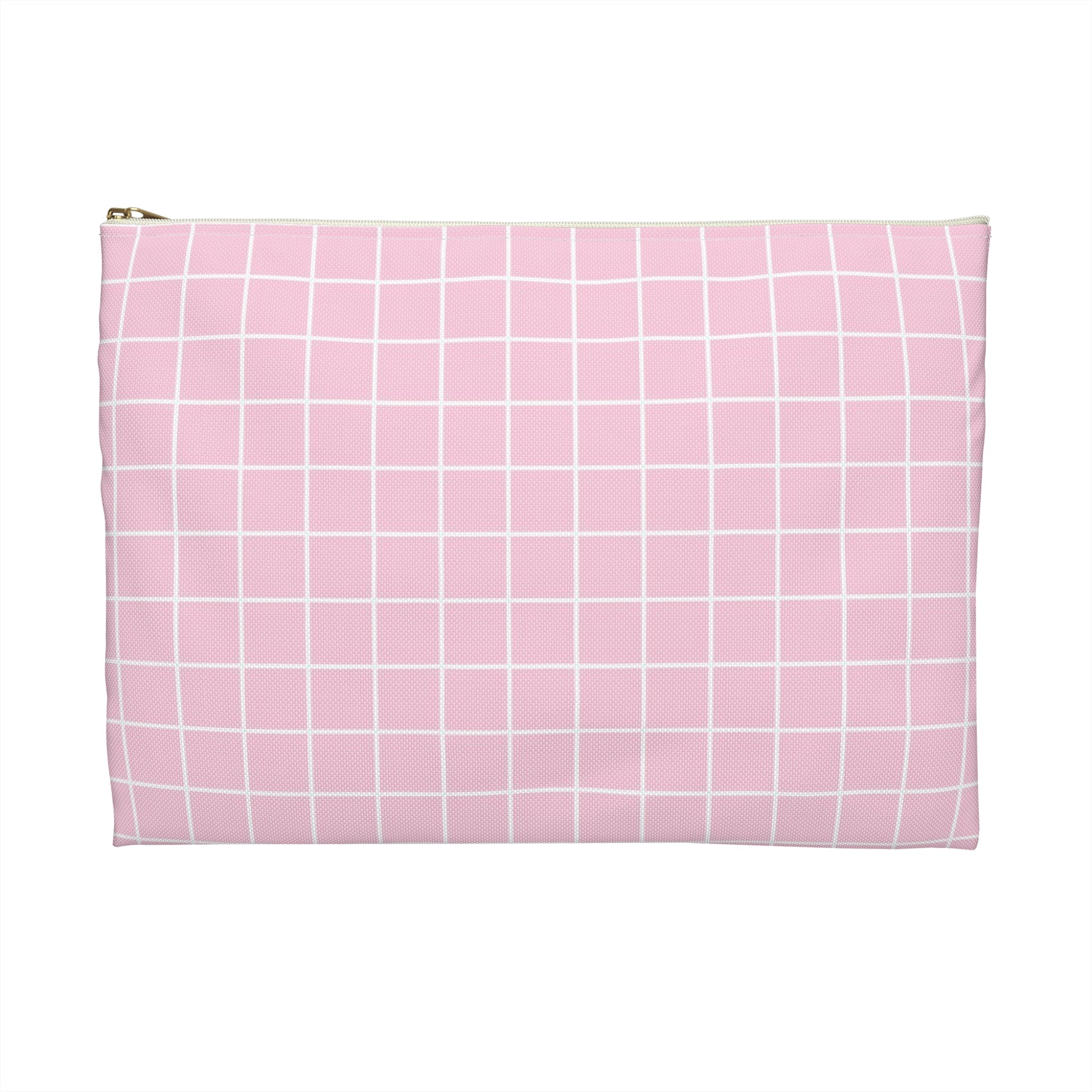 Pink Grid Zipper Pouch, Artsulli - Art is Long, Life is Short, Bags, , , , , , , 