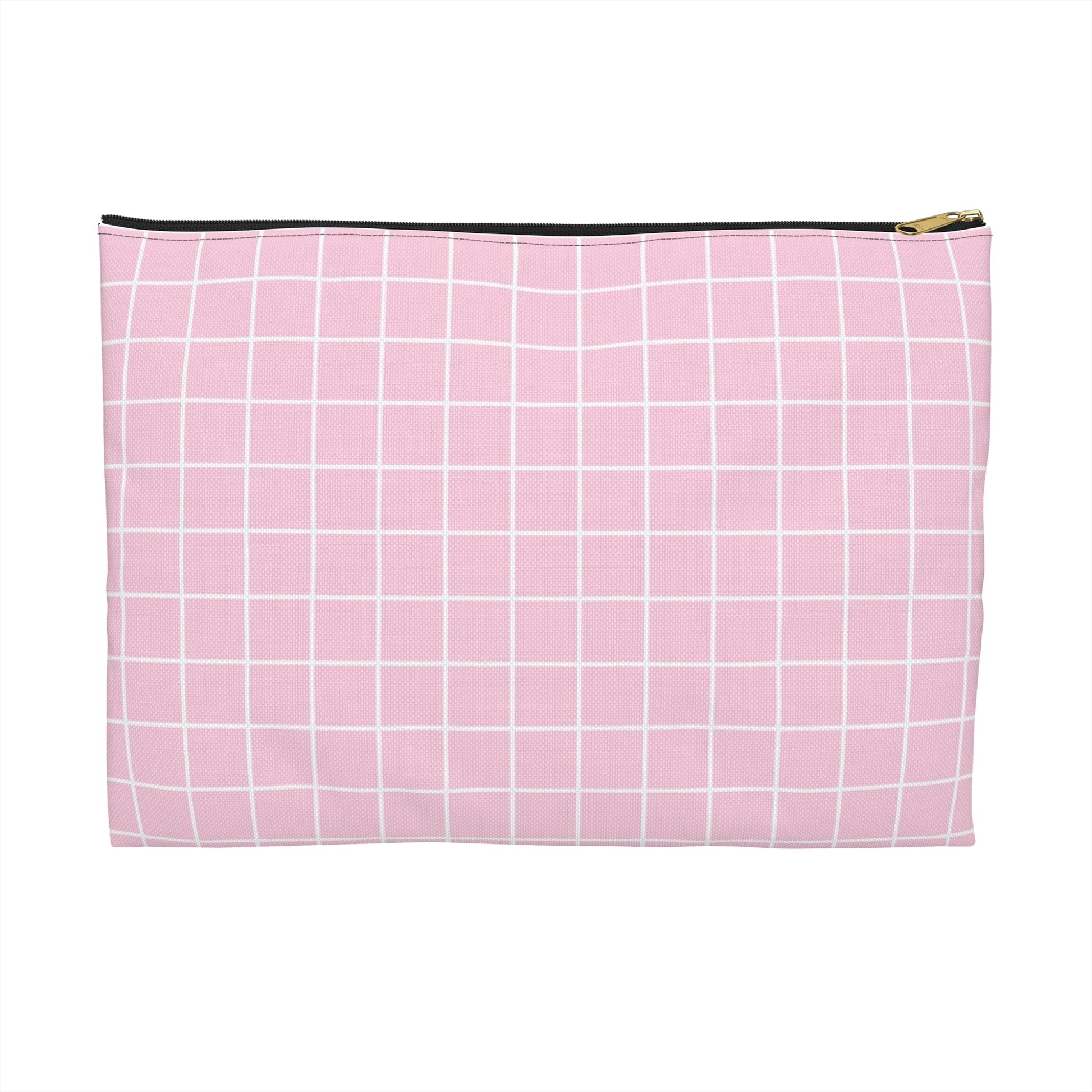 Pink Grid Zipper Pouch, Artsulli - Art is Long, Life is Short, Bags, Size, Large, Color, Black zipper, , , 30113675021307958372