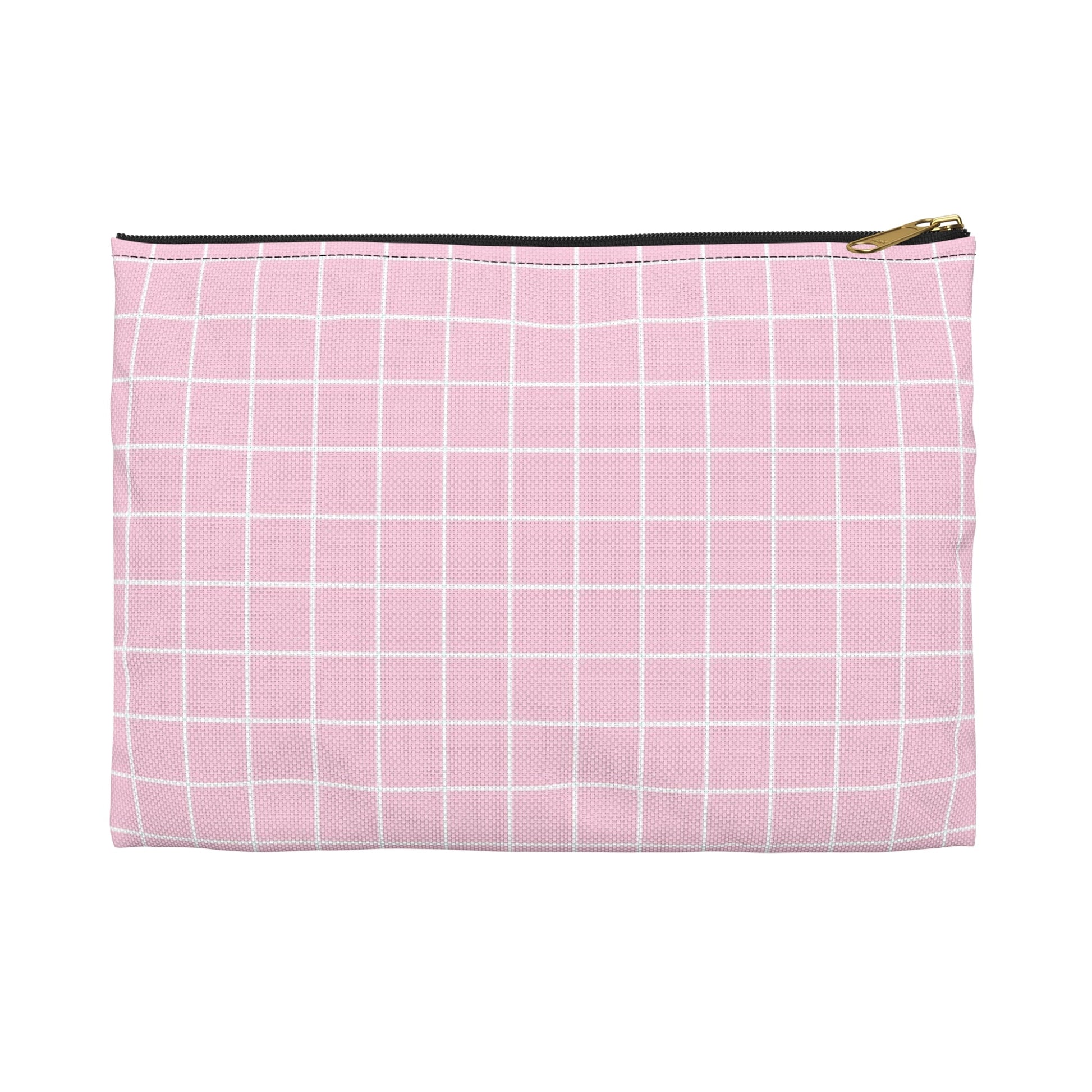 Pink Grid Zipper Pouch, Artsulli - Art is Long, Life is Short, Bags, Size, Small, Color, Black zipper, , , 21289044641814090104