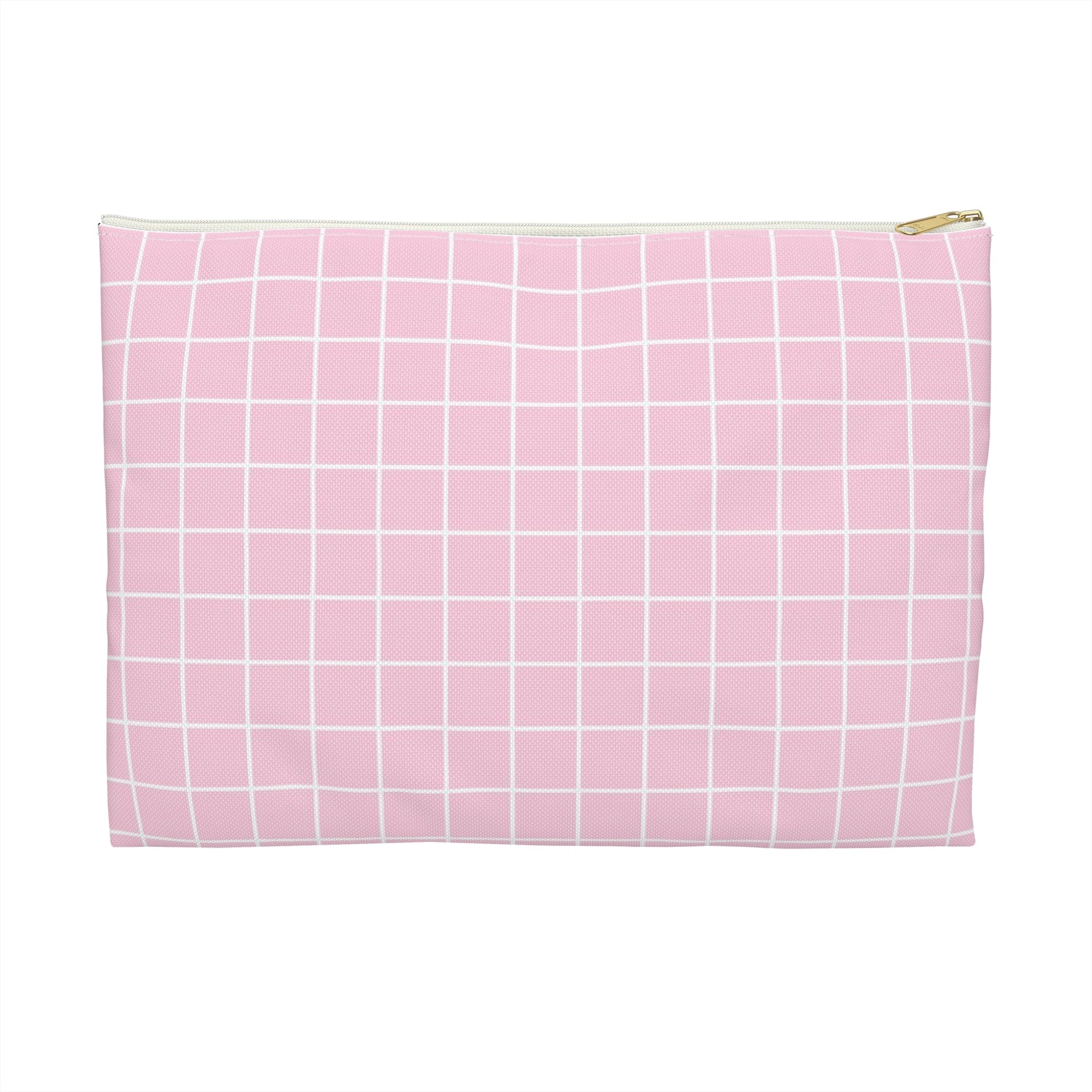 Pink Grid Zipper Pouch, Artsulli - Art is Long, Life is Short, Bags, Size, Large, Color, White zipper, , , 13588673785328176883