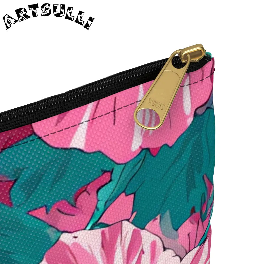 Pink Hibiscus Floral Aloha Accessory Pouch, Artsulli - Art is Long, Life is Short, Bags, , , , , , , 
