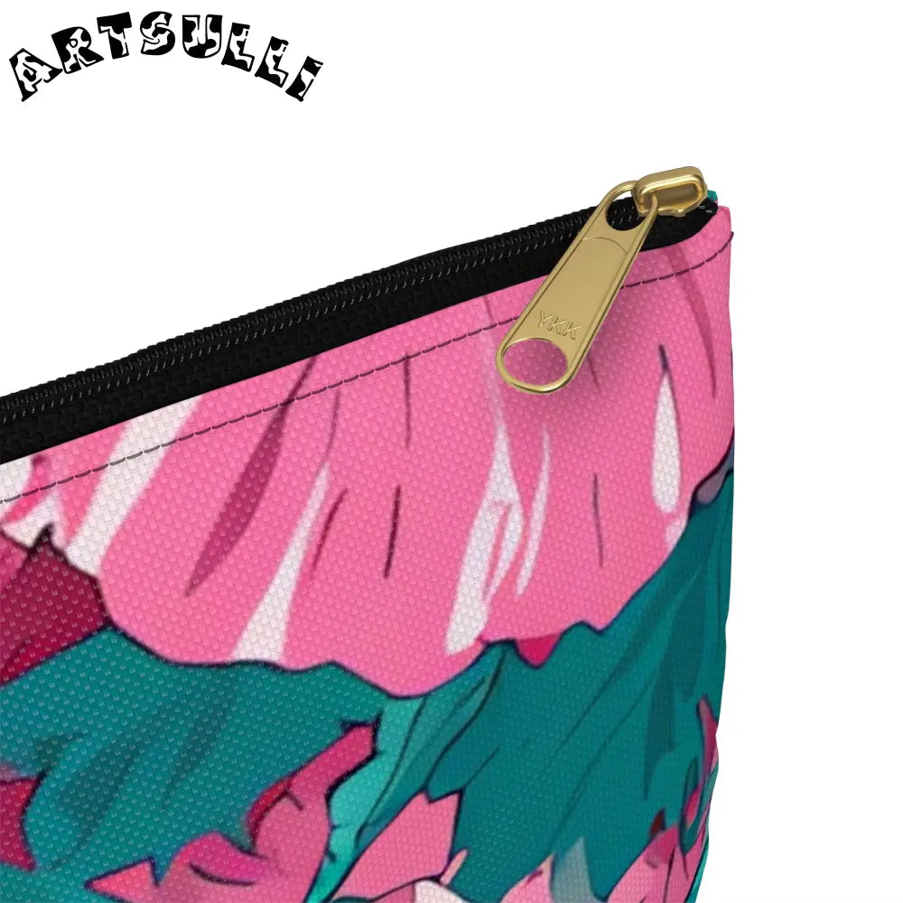 Pink Hibiscus Floral Aloha Accessory Pouch, Artsulli - Art is Long, Life is Short, Bags, , , , , , , 