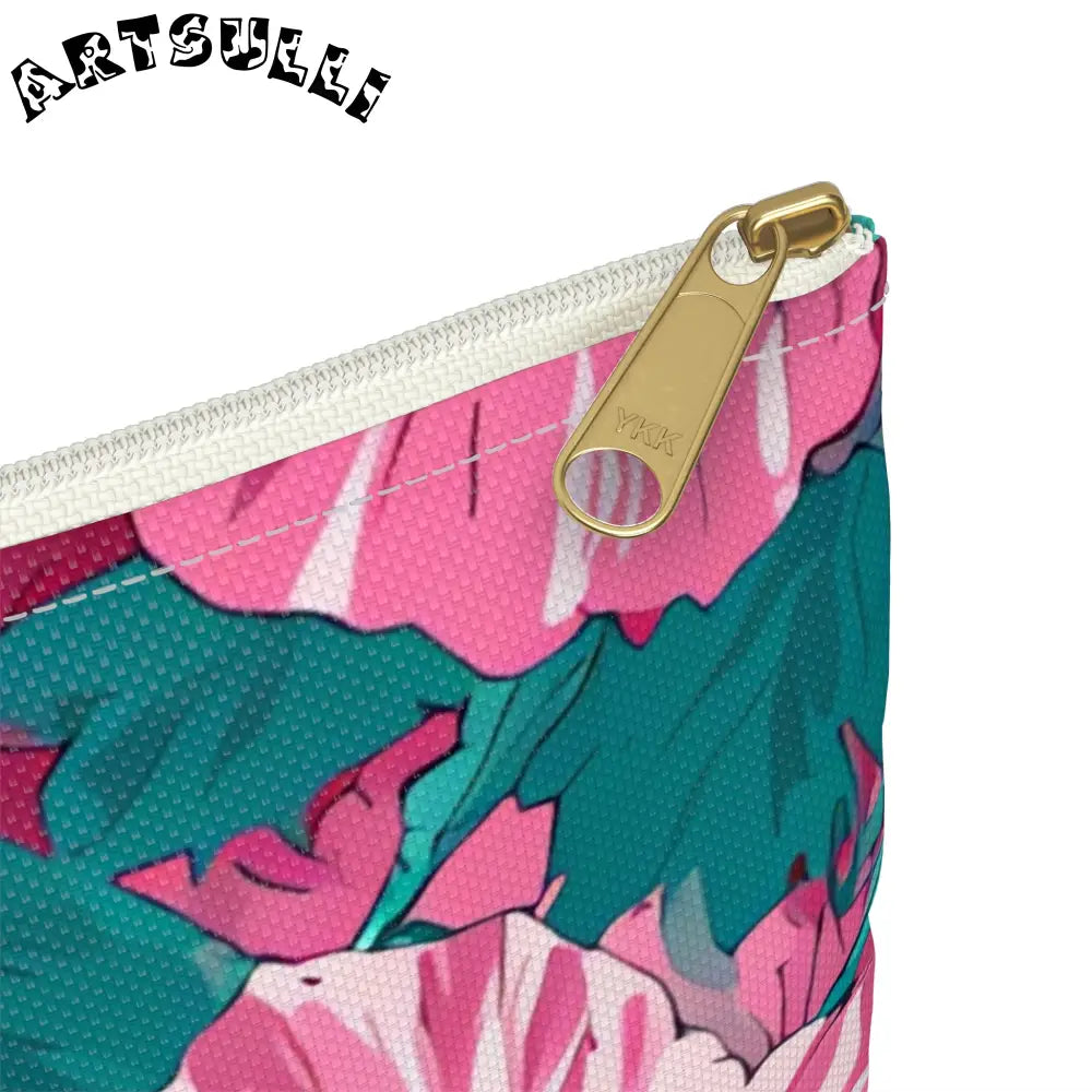 Pink Hibiscus Floral Aloha Accessory Pouch, Artsulli - Art is Long, Life is Short, Bags, , , , , , , 