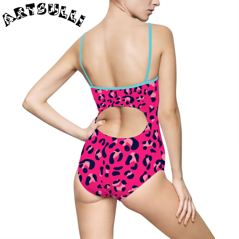 Pink Leopard One-Piece Swimsuit, Artsulli - Art is Long, Life is Short, All Over Prints, , , , , , , 