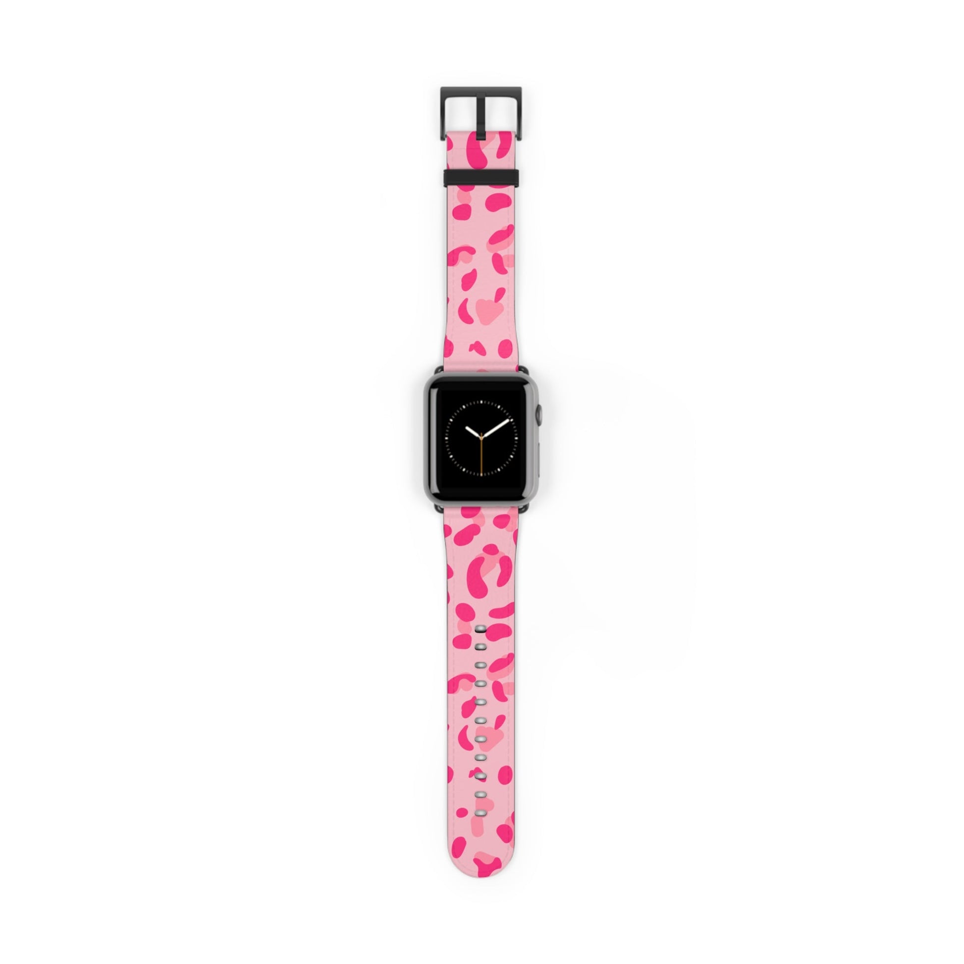 Pink Leopard Print Apple Watch Band, Artsulli - Art is Long, Life is Short, Accessories, Size, 42 - 45 mm, Color, Black Matte, , , 19221151031497578394