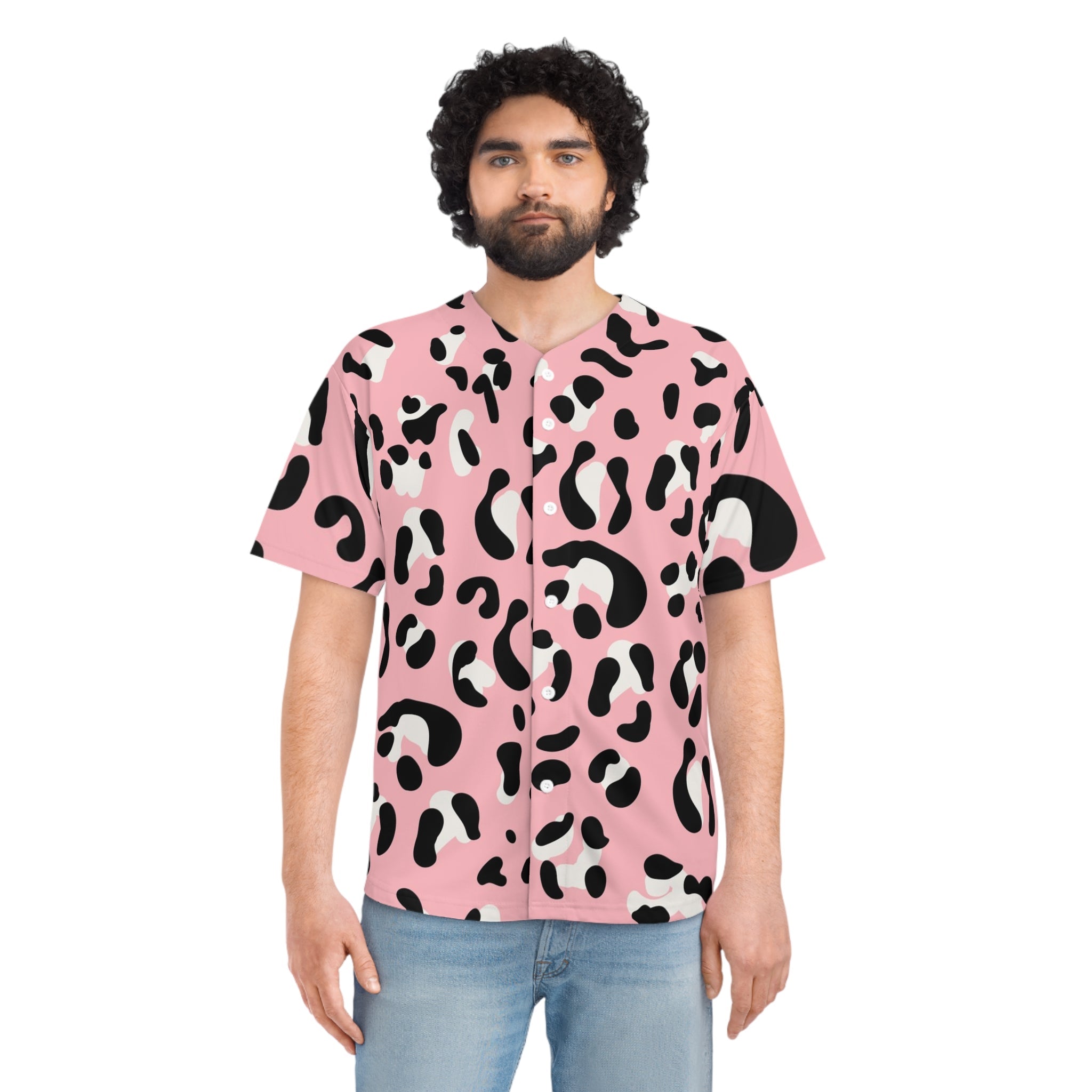 JAKKOUTTHEBXX Pink Leopard Print Baseball Jersey 2025
