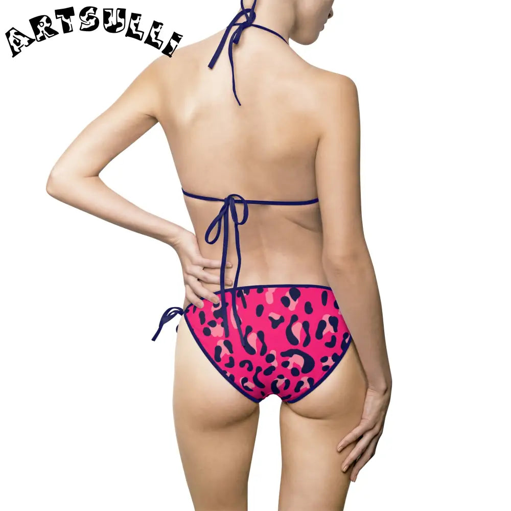 Pink Leopard Print Bikini Swimsuit, Artsulli - Art is Long, Life is Short, All Over Prints, , , , , , , 