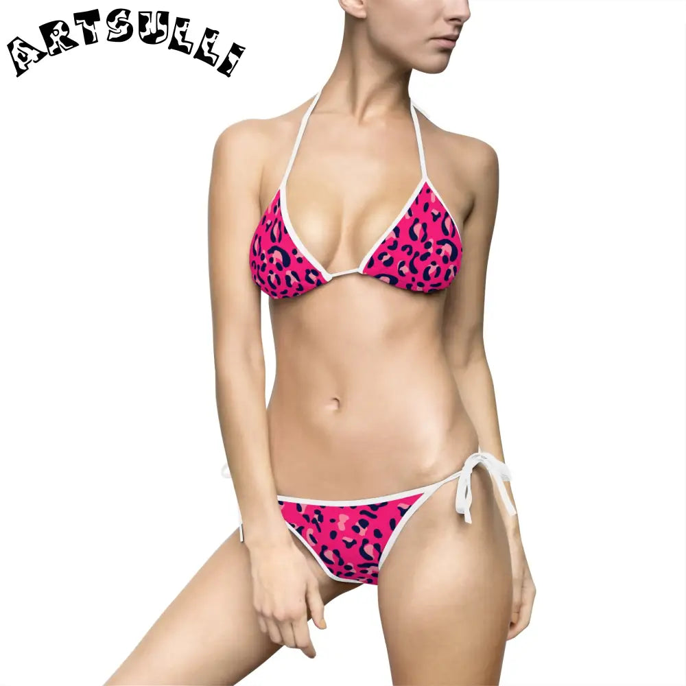 JAKKOUTTHEBXX Pink Leopard Print Bikini Swimsuit 2025
