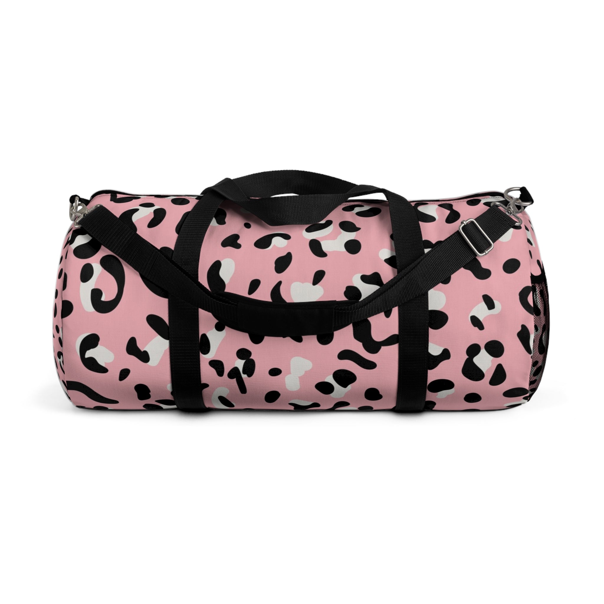 JAKKOUTTHEBXX Pink Leopard Print Duffel Bags 2025