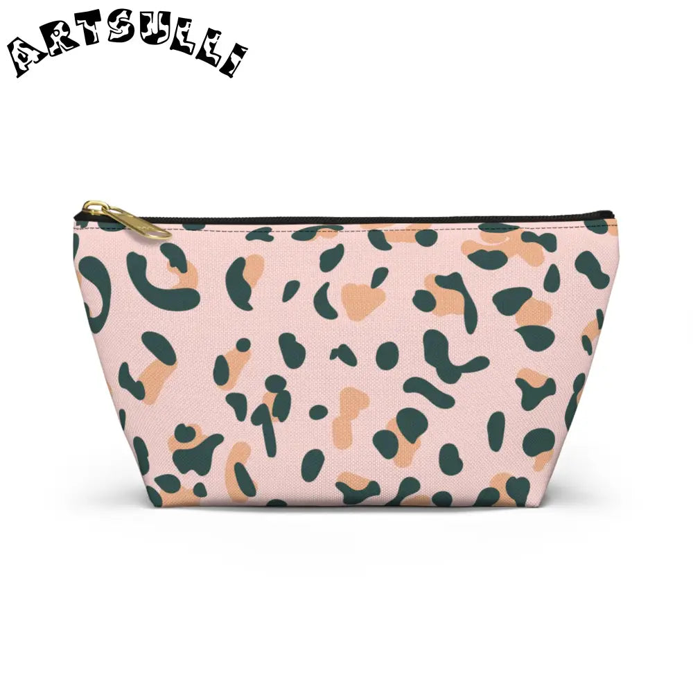 Pink Leopard Print Makeup Bag, Artsulli - Art is Long, Life is Short, Bags, Size, Small, Color, Black zipper, , , 25168684502610114004
