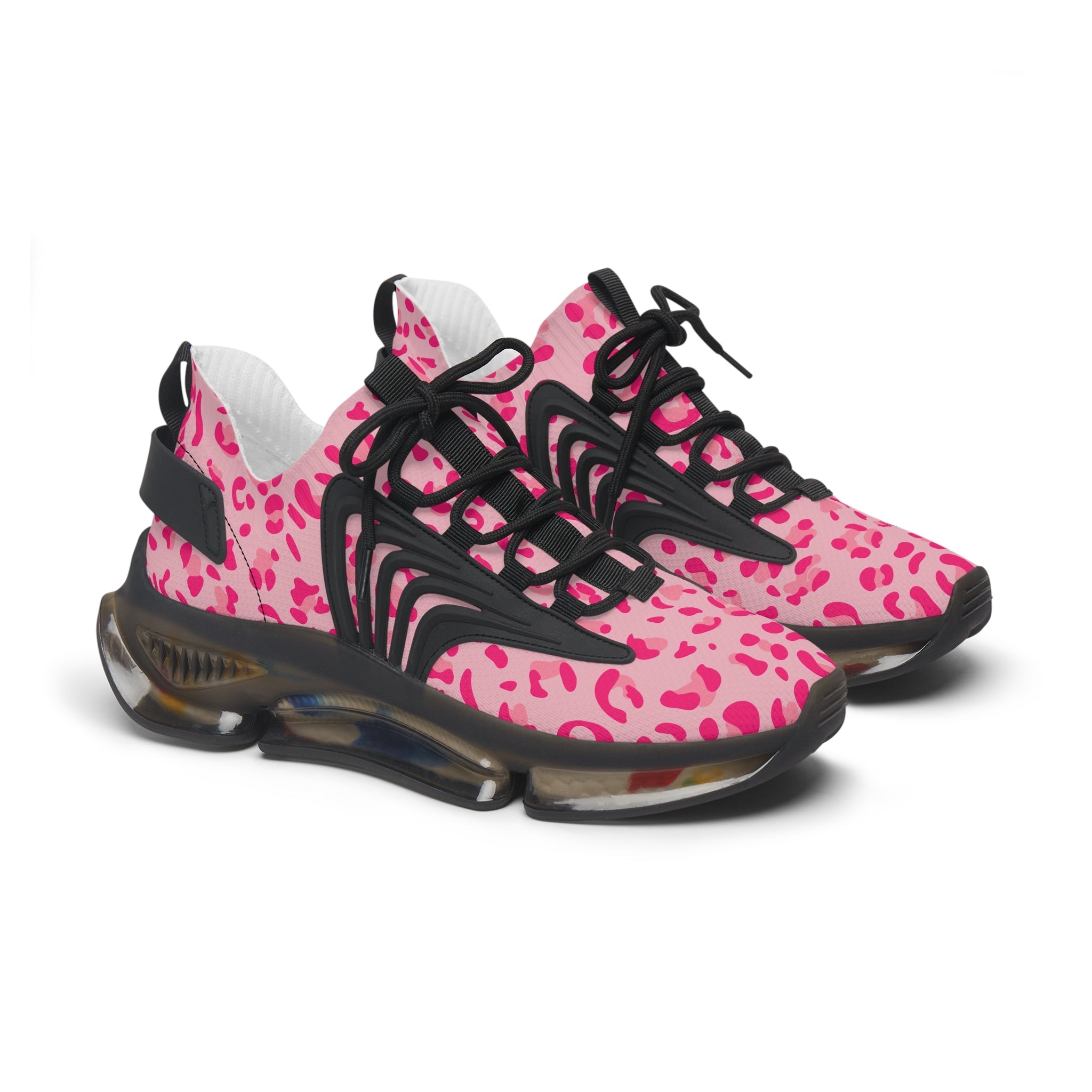 Pink Leopard Print Mesh Sneakers, Artsulli - Art is Long, Life is Short, Shoes, Color, Black sole, Size, US 5.5, , , 13902870962235047222