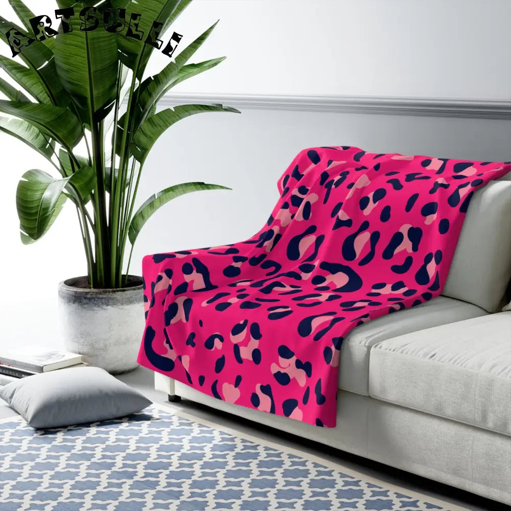 Pink Leopard Print Sherpa Fleece Blanket, Artsulli - Art is Long, Life is Short, Home Decor, , , , , , , 