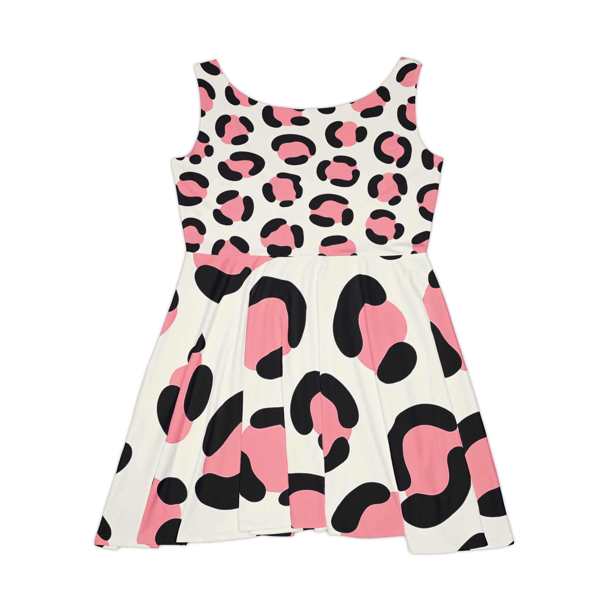 Pink Leopard Print Skater Dress, Artsulli - Art is Long, Life is Short, All Over Prints, , , , , , , 