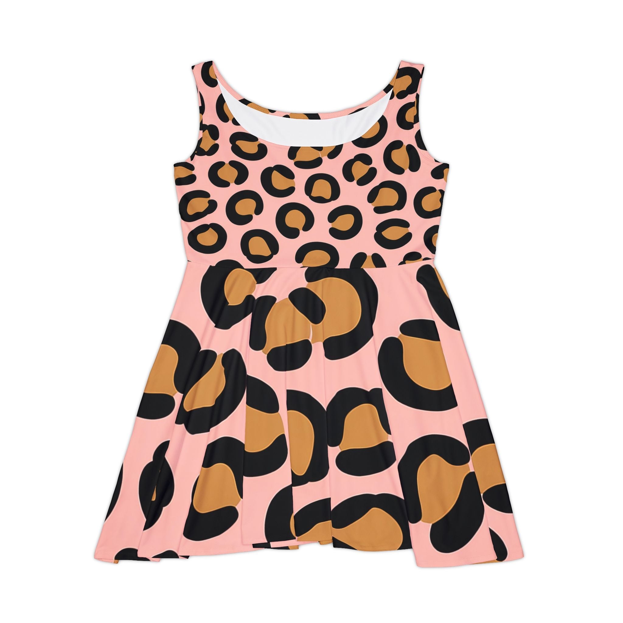 Printify Pink Leopard Print Skater Dress 2025