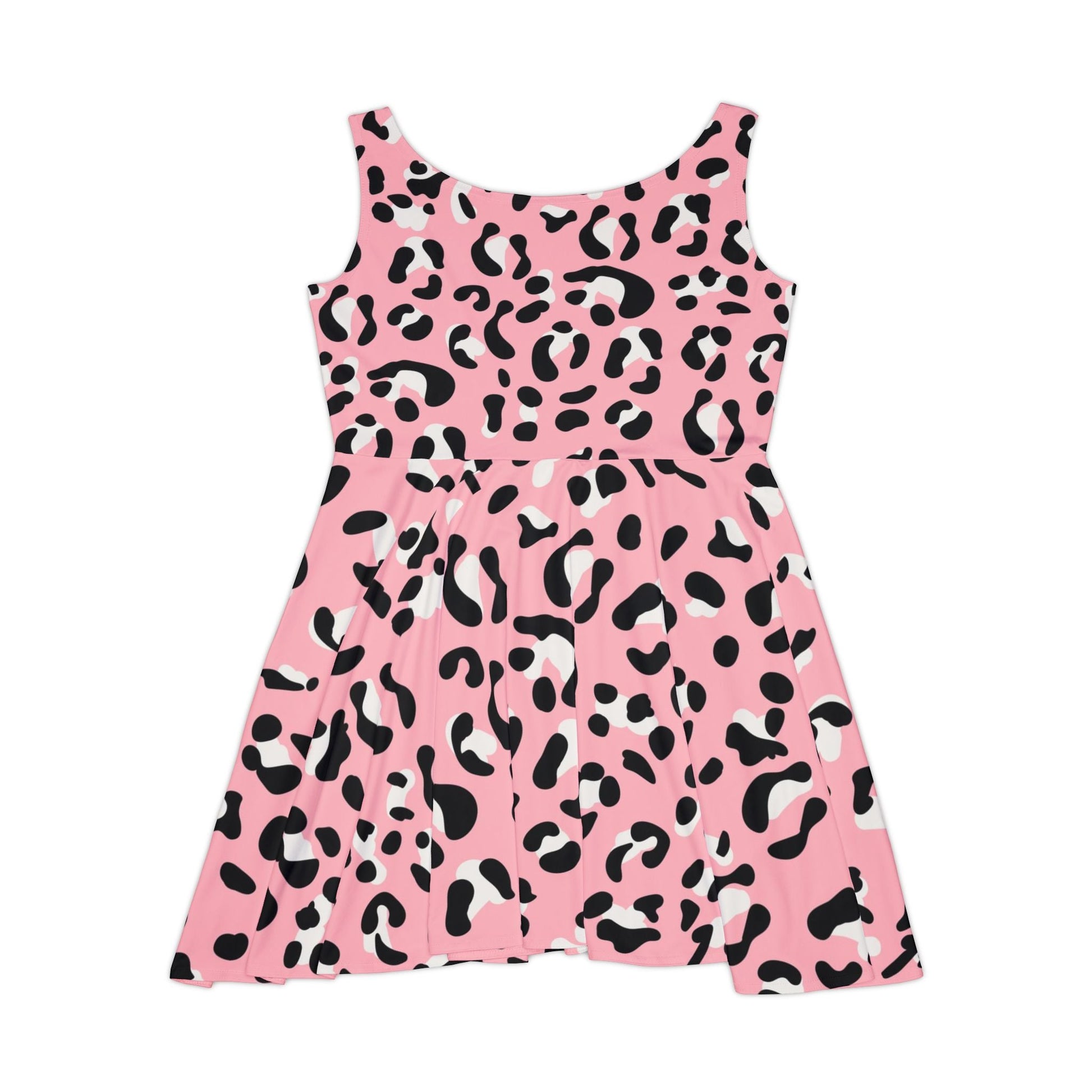 Pink Leopard Print Skater Dress, Artsulli - Art is Long, Life is Short, All Over Prints, , , , , , , 