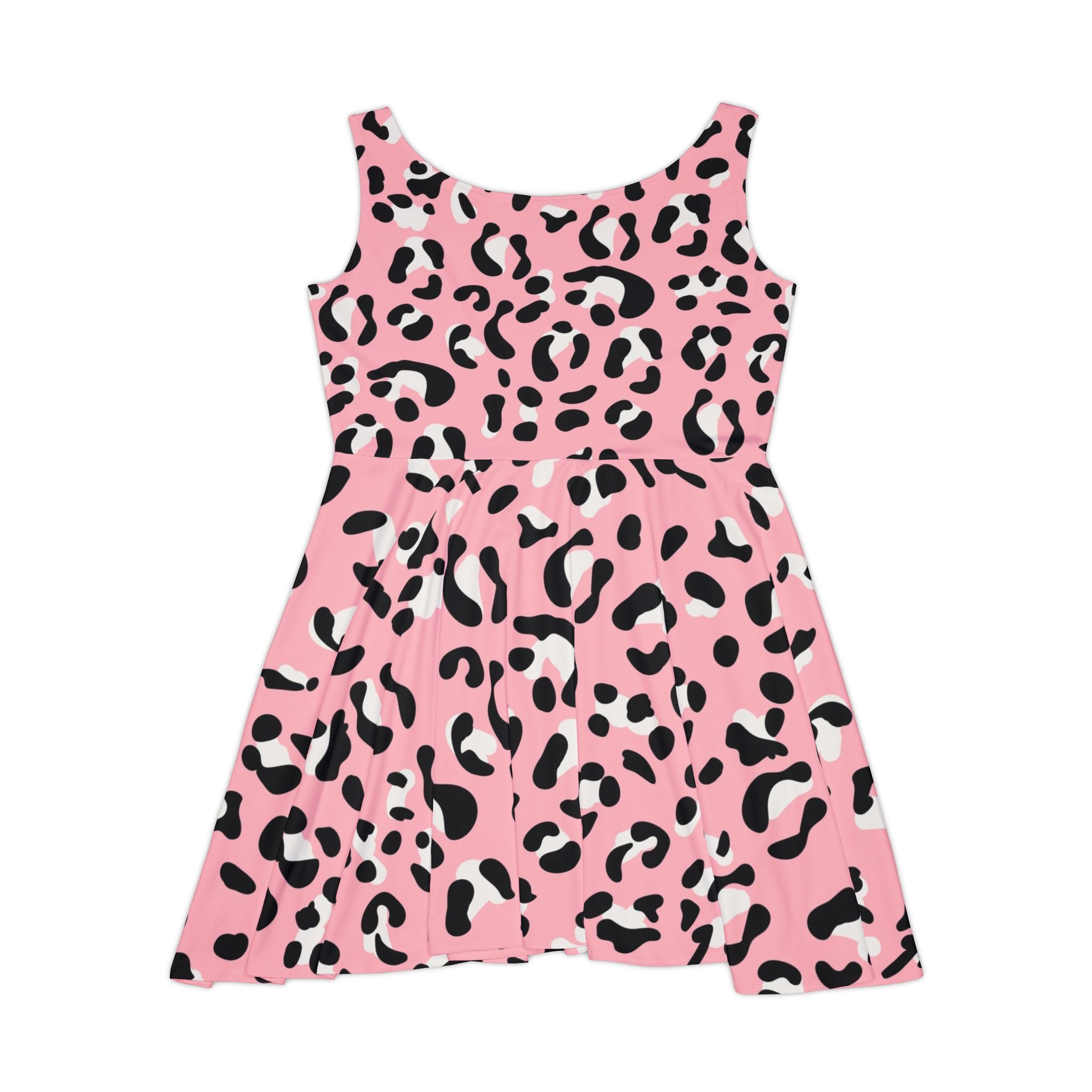 Pink Leopard Print Skater Dress, Artsulli - Art is Long, Life is Short, All Over Prints, , , , , , , 