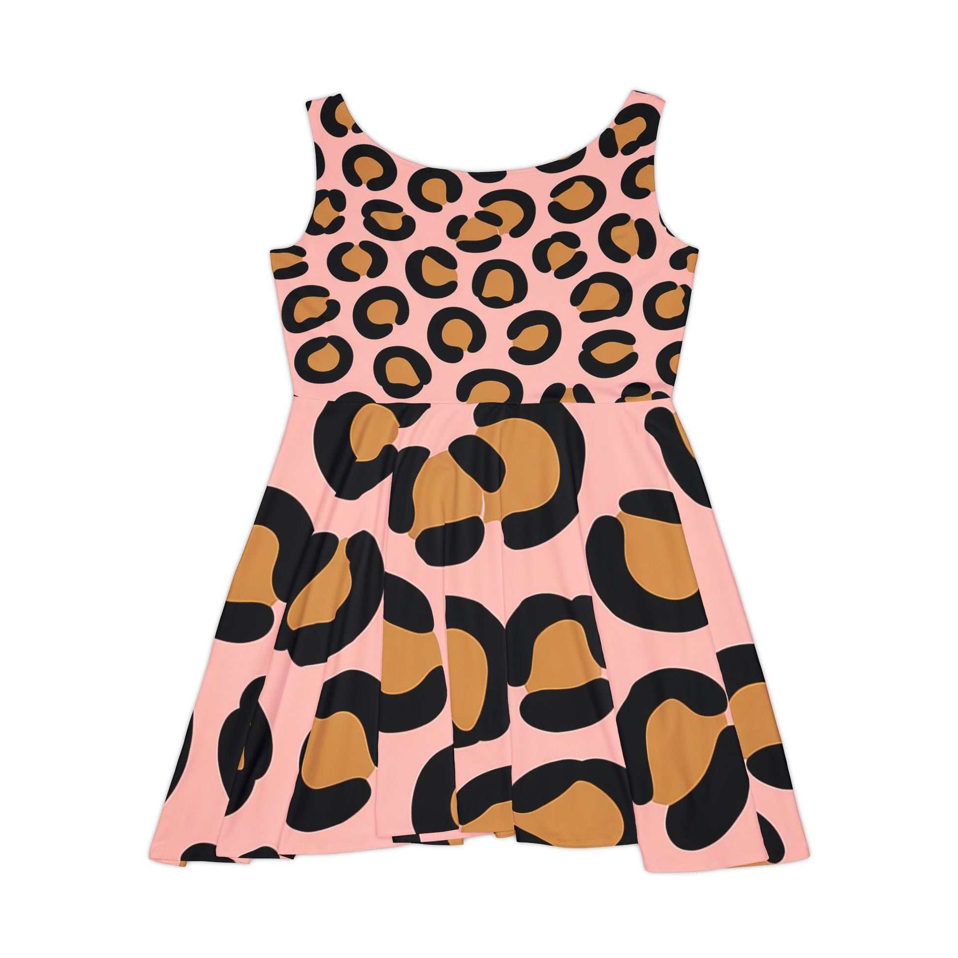 Pink Leopard Print Skater Dress, Artsulli - Art is Long, Life is Short, All Over Prints, , , , , , , 