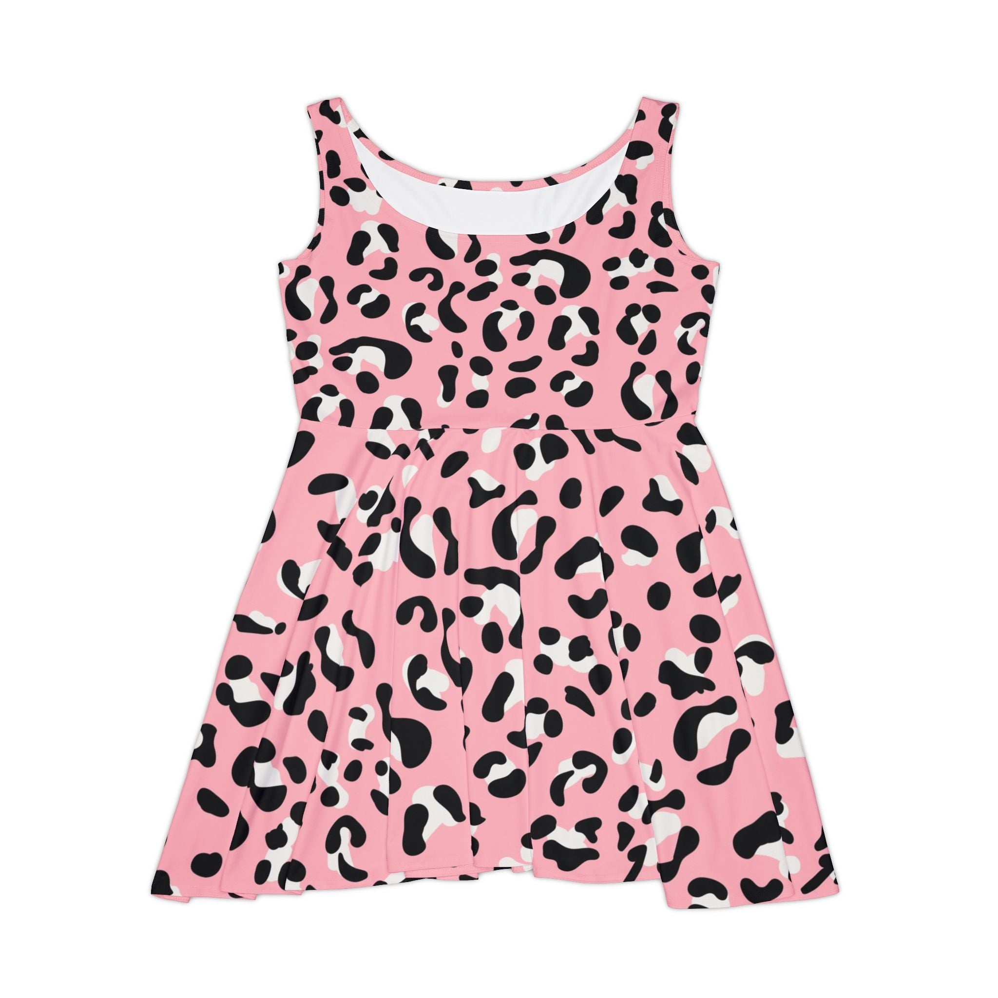 Pink Leopard Print Skater Dress, Artsulli - Art is Long, Life is Short, All Over Prints, Size, XS, , , , , 19008461990006391960