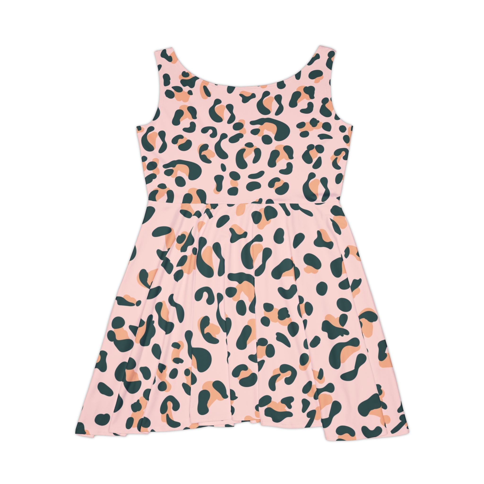 Pink Leopard Print Skater Dress, Artsulli - Art is Long, Life is Short, All Over Prints, , , , , , , 