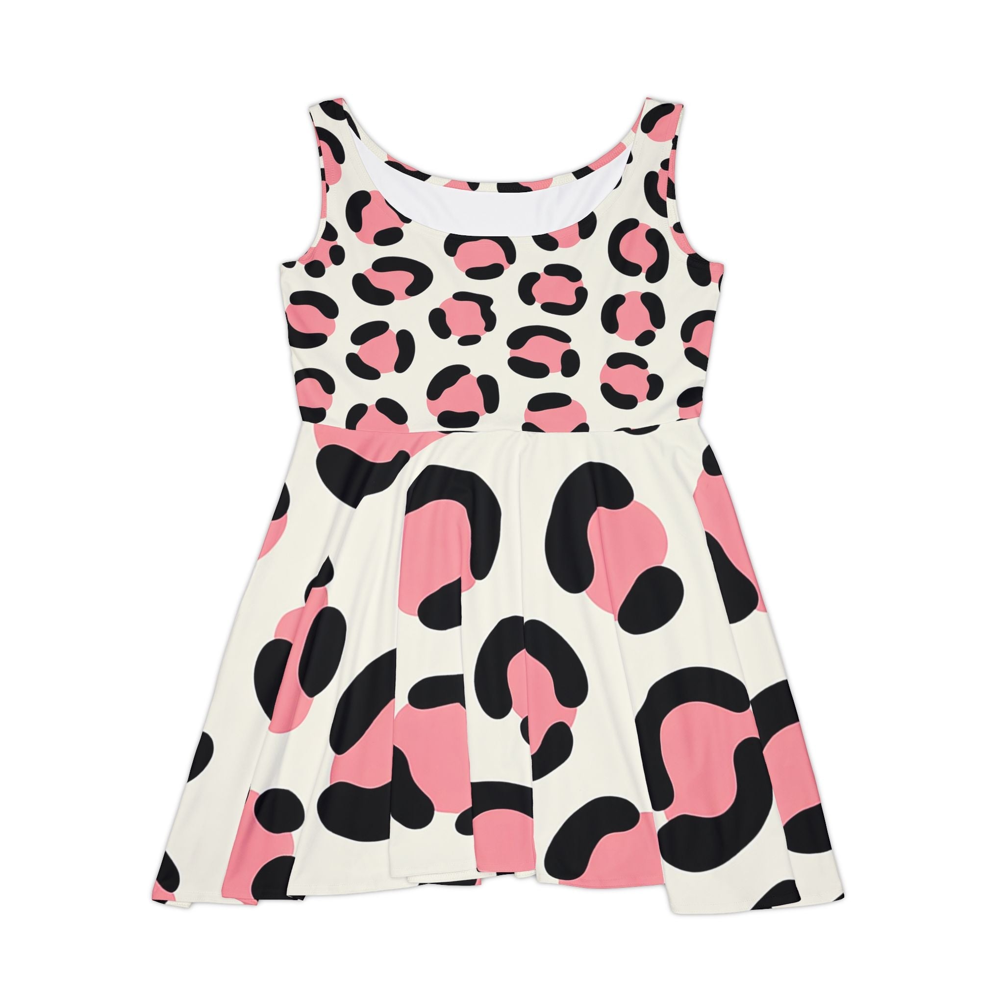 Printify Pink Leopard Print Skater Dress 2025
