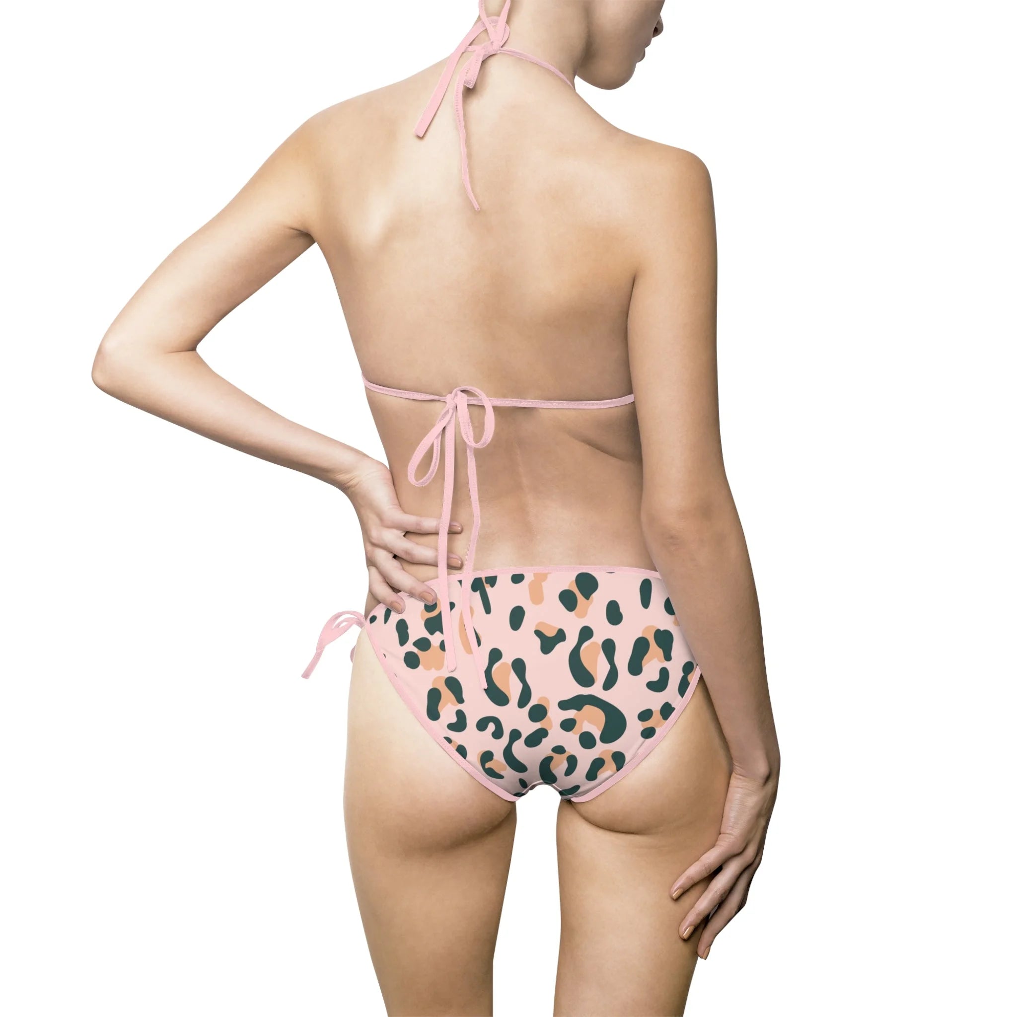 Pink Leopard Print String Bikini Swimsuit, Artsulli - Art is Long, Life is Short, All Over Prints, , , , , , , 
