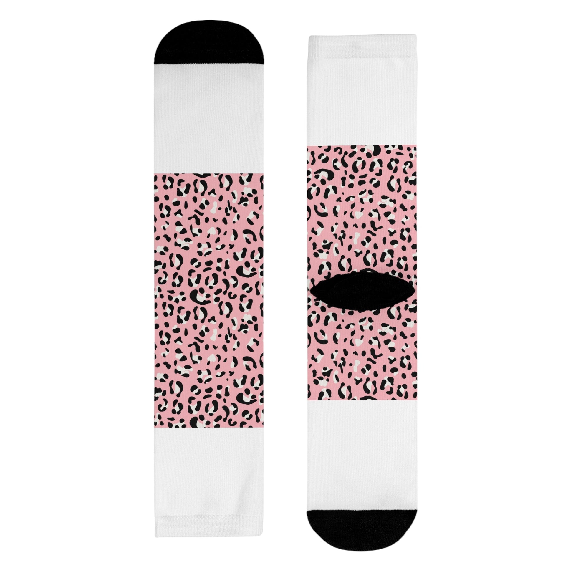 JAKKOUTTHEBXX Pink Leopard Print Sublimation Crew Socks 2025