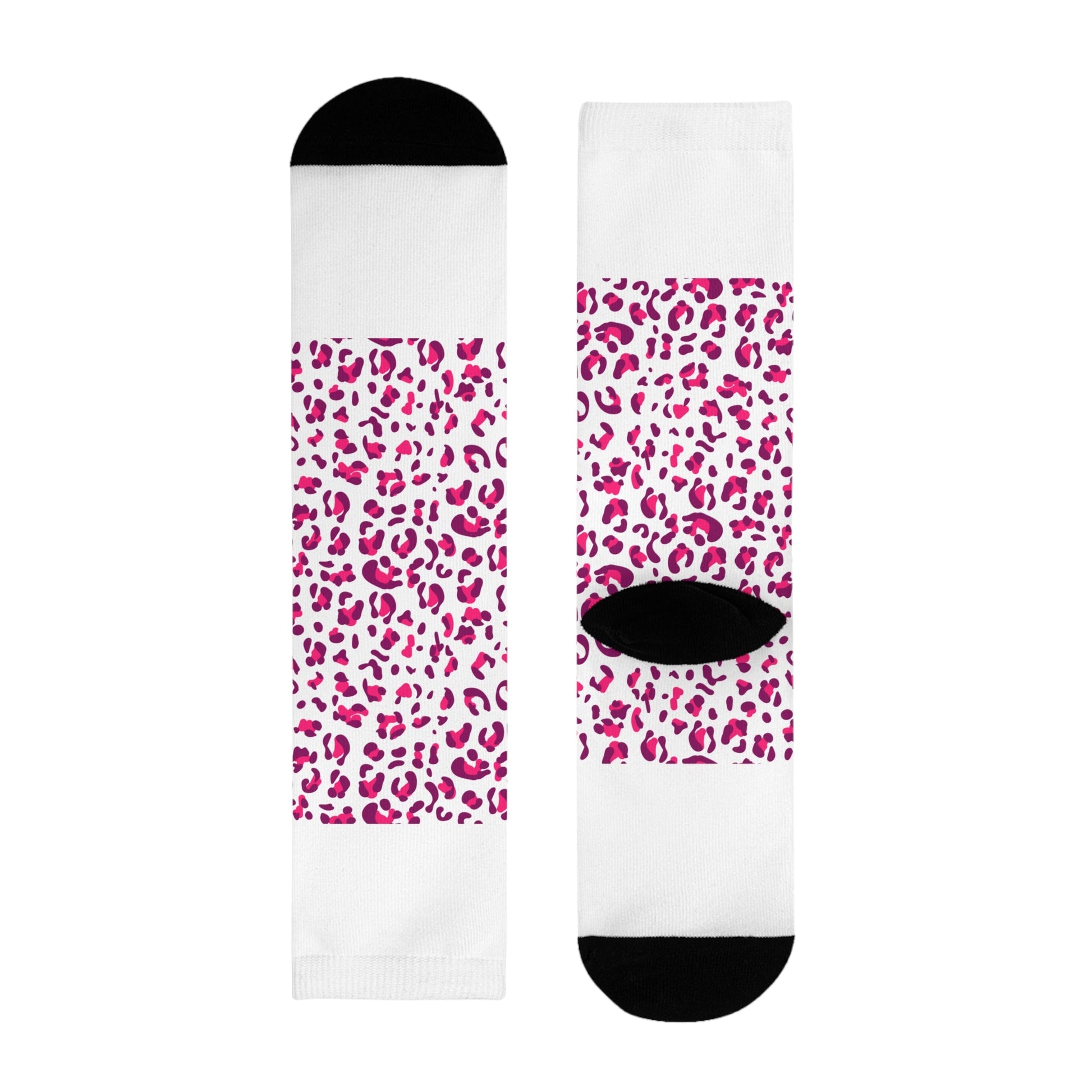JAKKOUTTHEBXX Pink Leopard Print Sublimation Crew Socks 2025