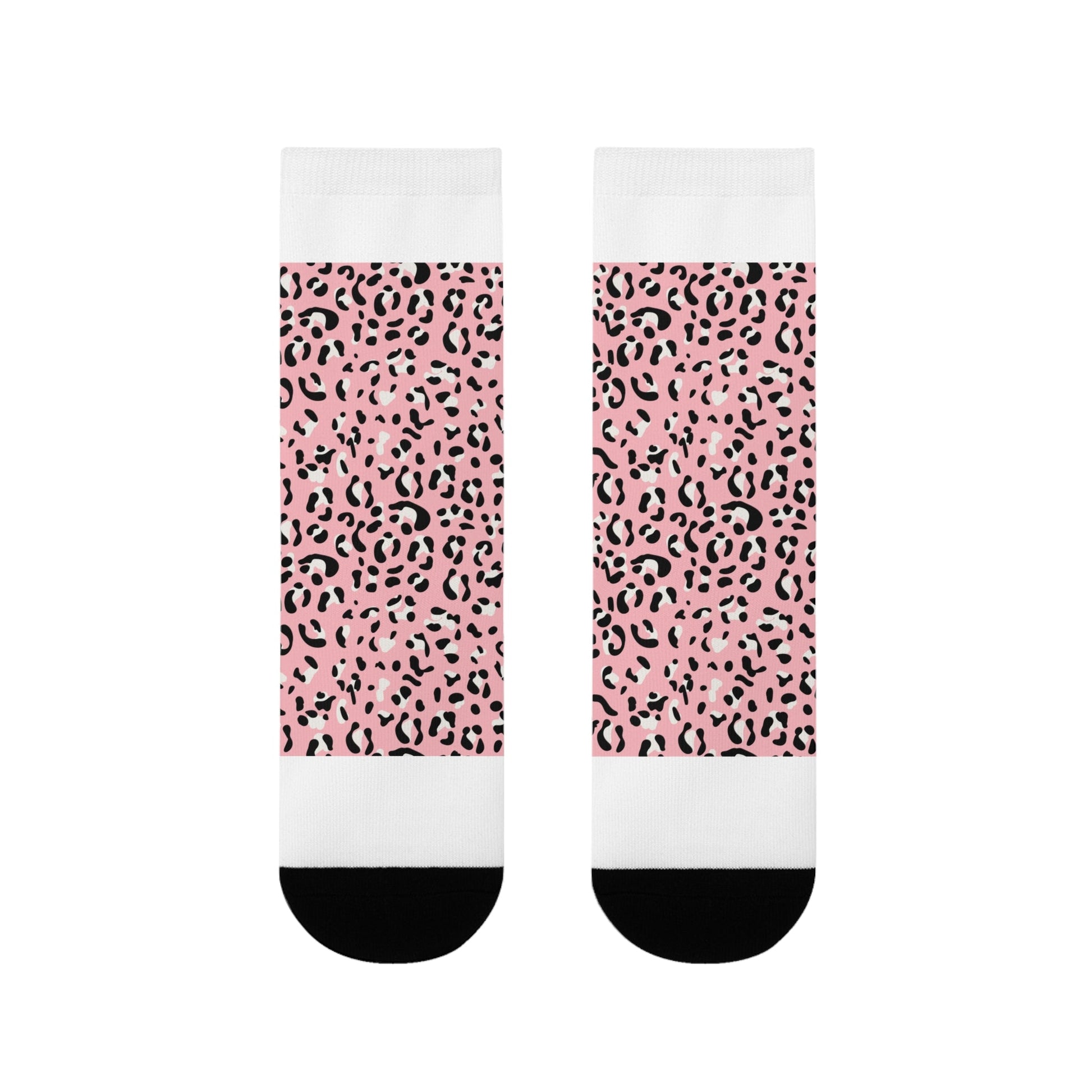 JAKKOUTTHEBXX Pink Leopard Print Sublimation Crew Socks 2025