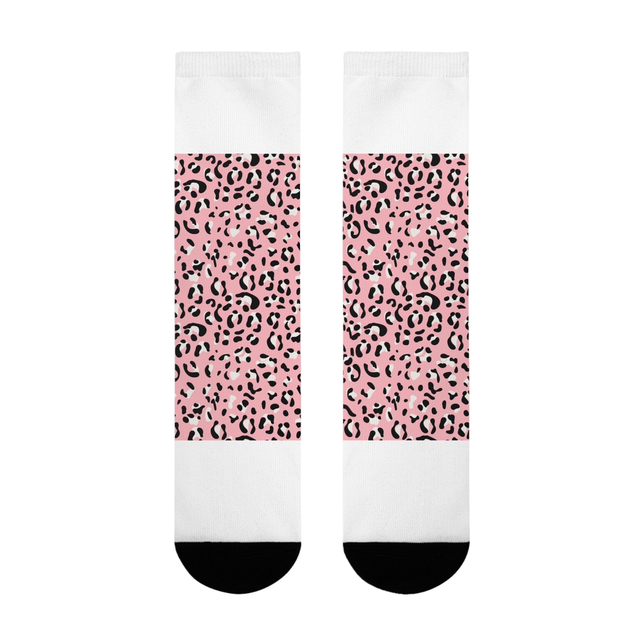 JAKKOUTTHEBXX Pink Leopard Print Sublimation Crew Socks 2025