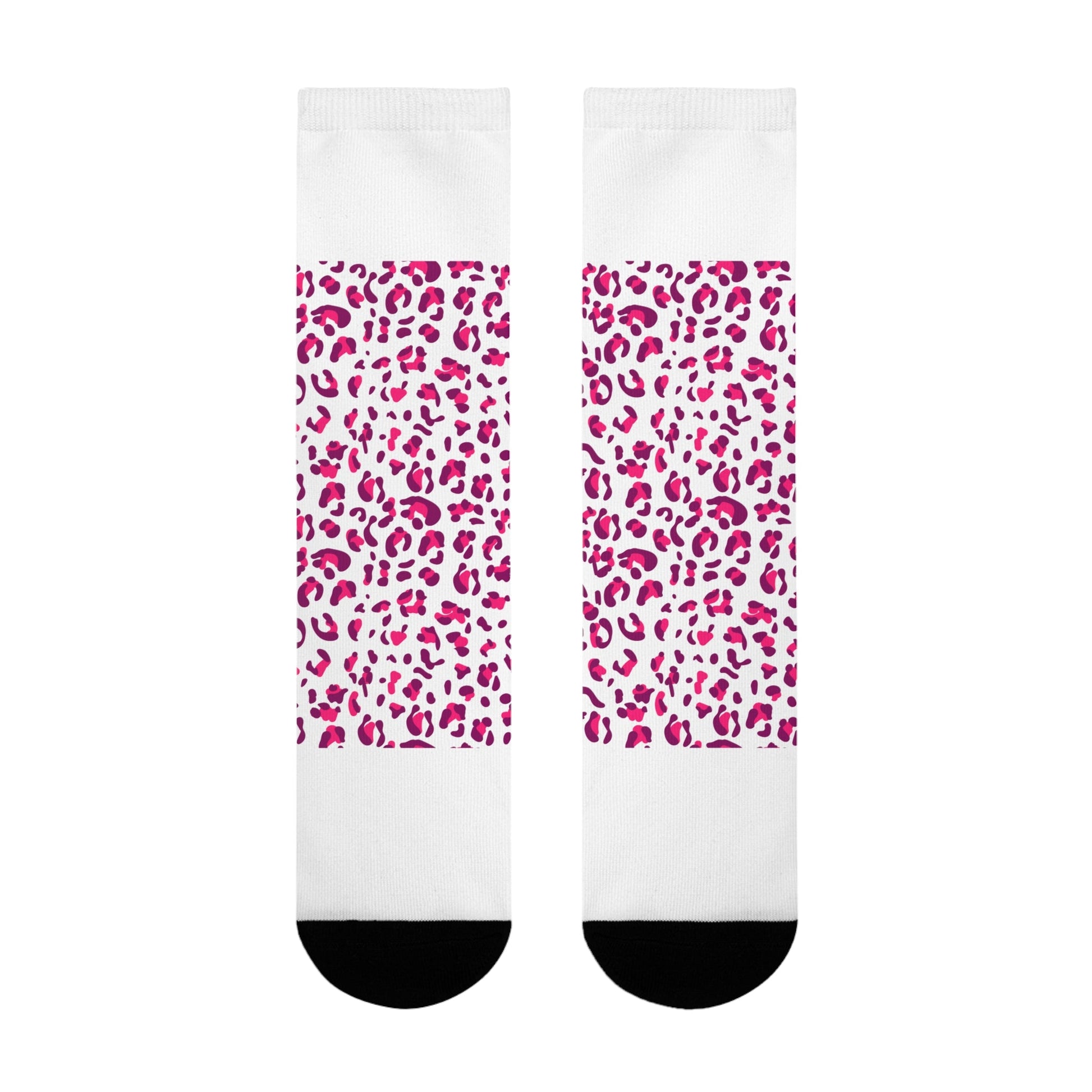 JAKKOUTTHEBXX Pink Leopard Print Sublimation Crew Socks 2025
