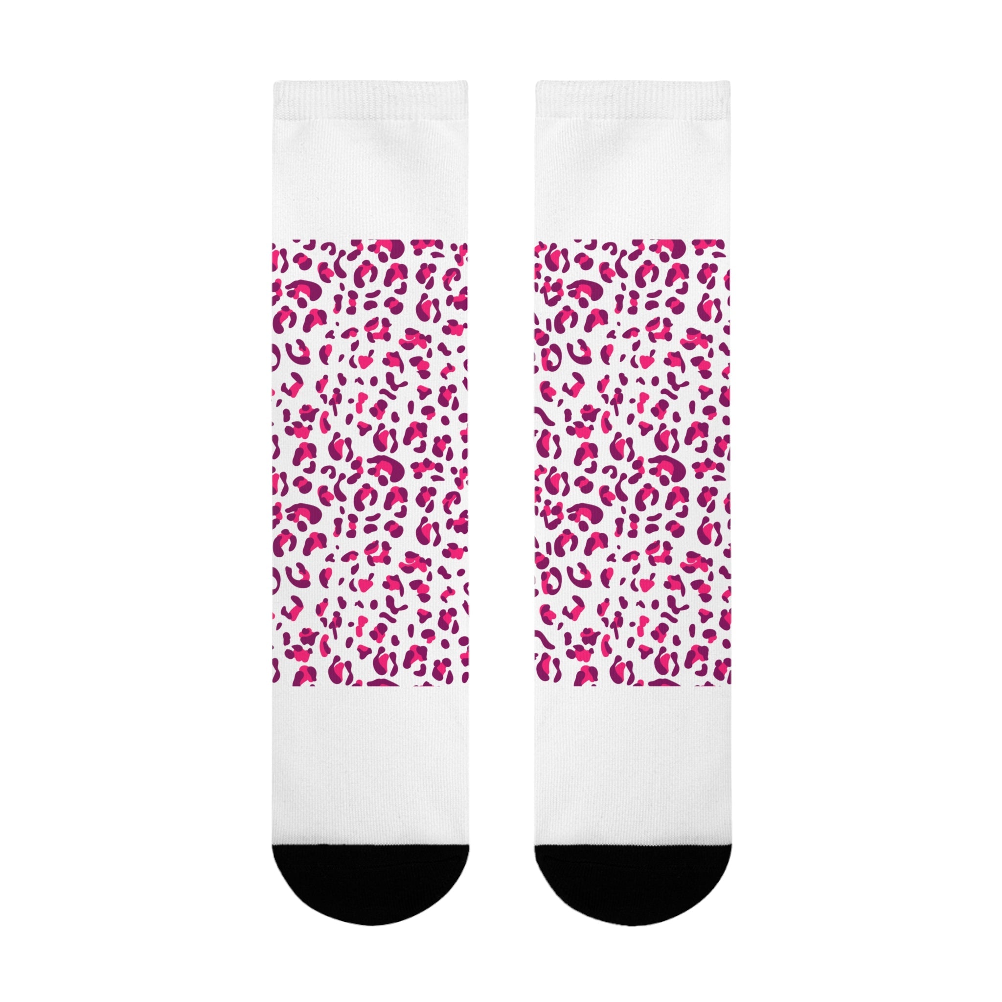 JAKKOUTTHEBXX Pink Leopard Print Sublimation Crew Socks 2025