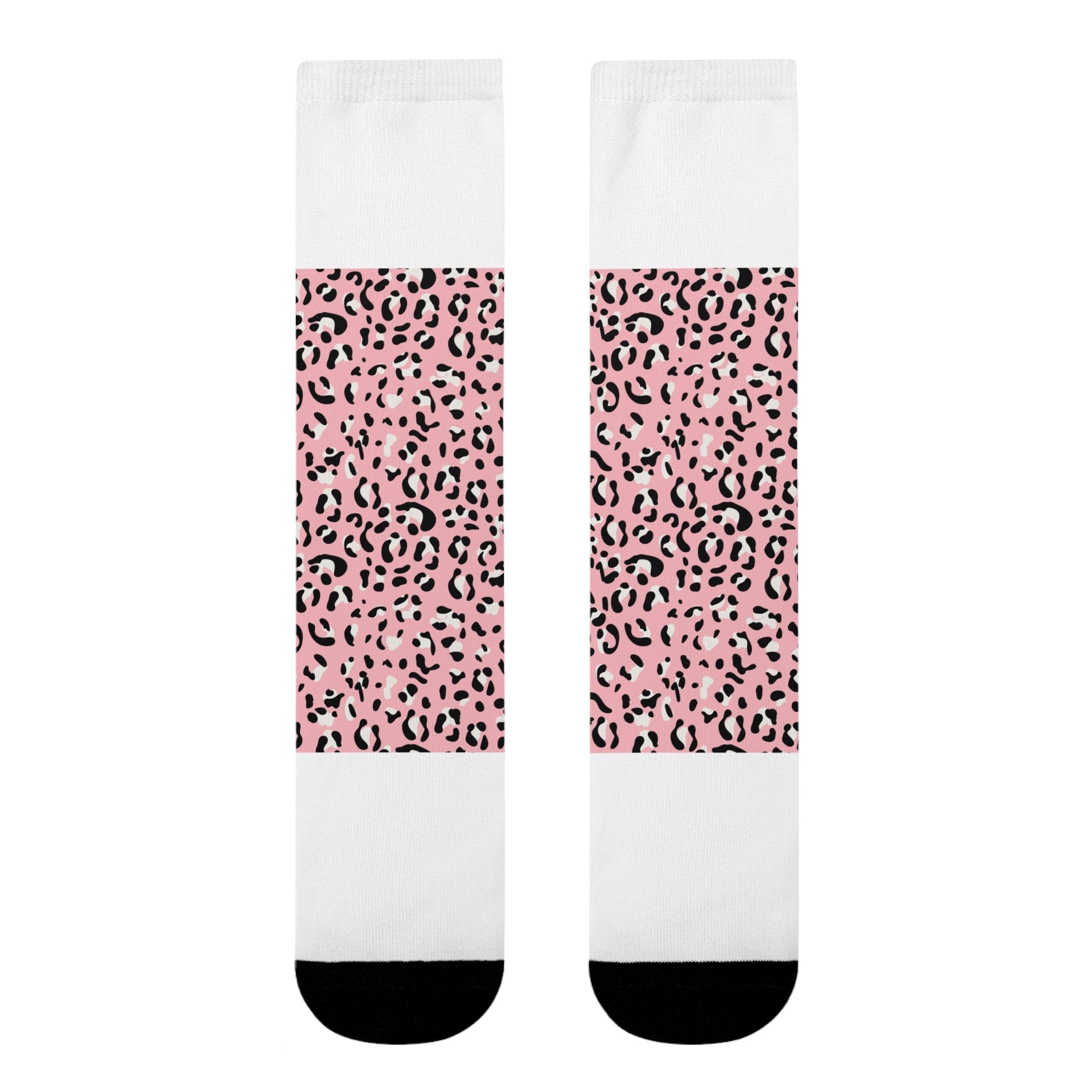 JAKKOUTTHEBXX Pink Leopard Print Sublimation Crew Socks 2025