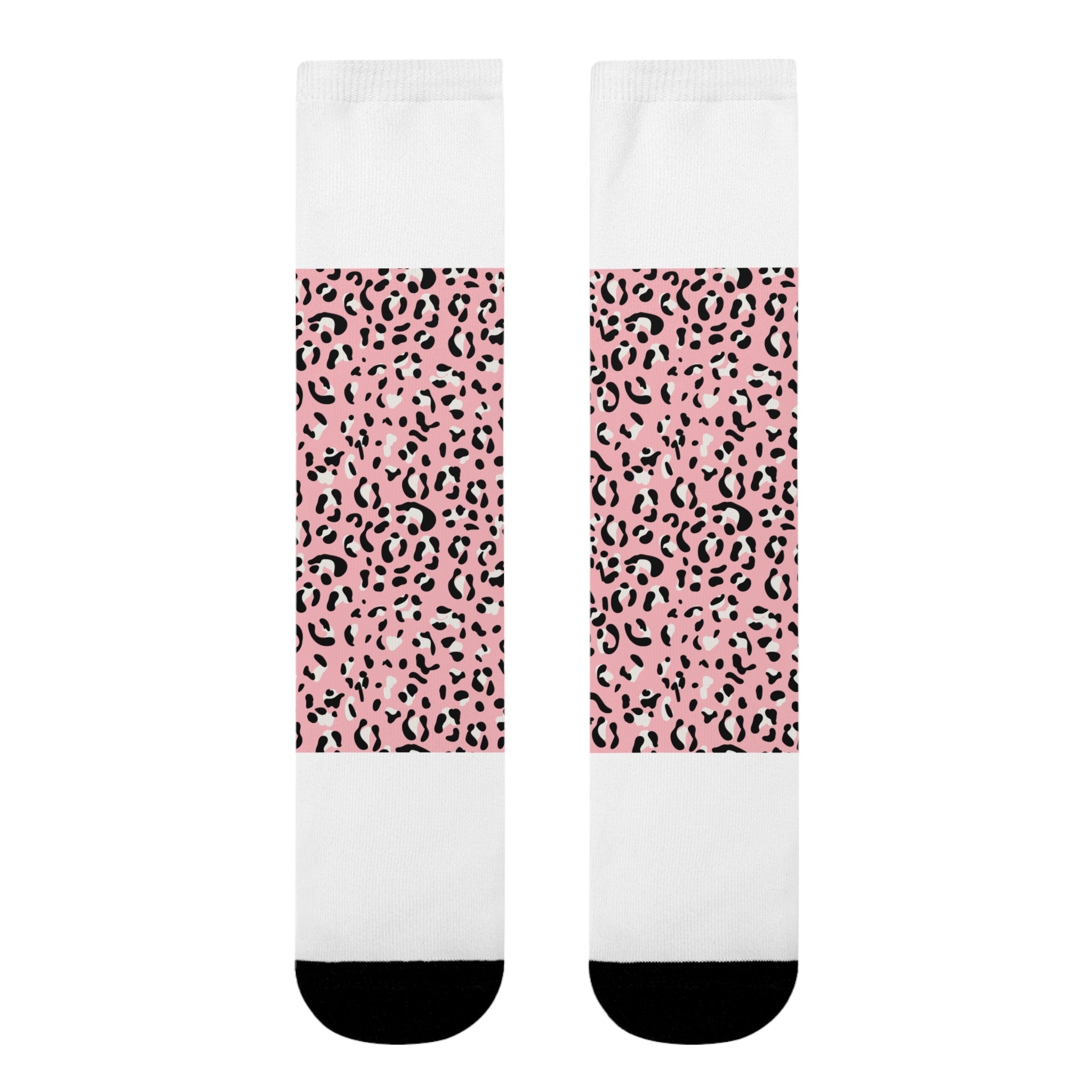 JAKKOUTTHEBXX Pink Leopard Print Sublimation Crew Socks 2025